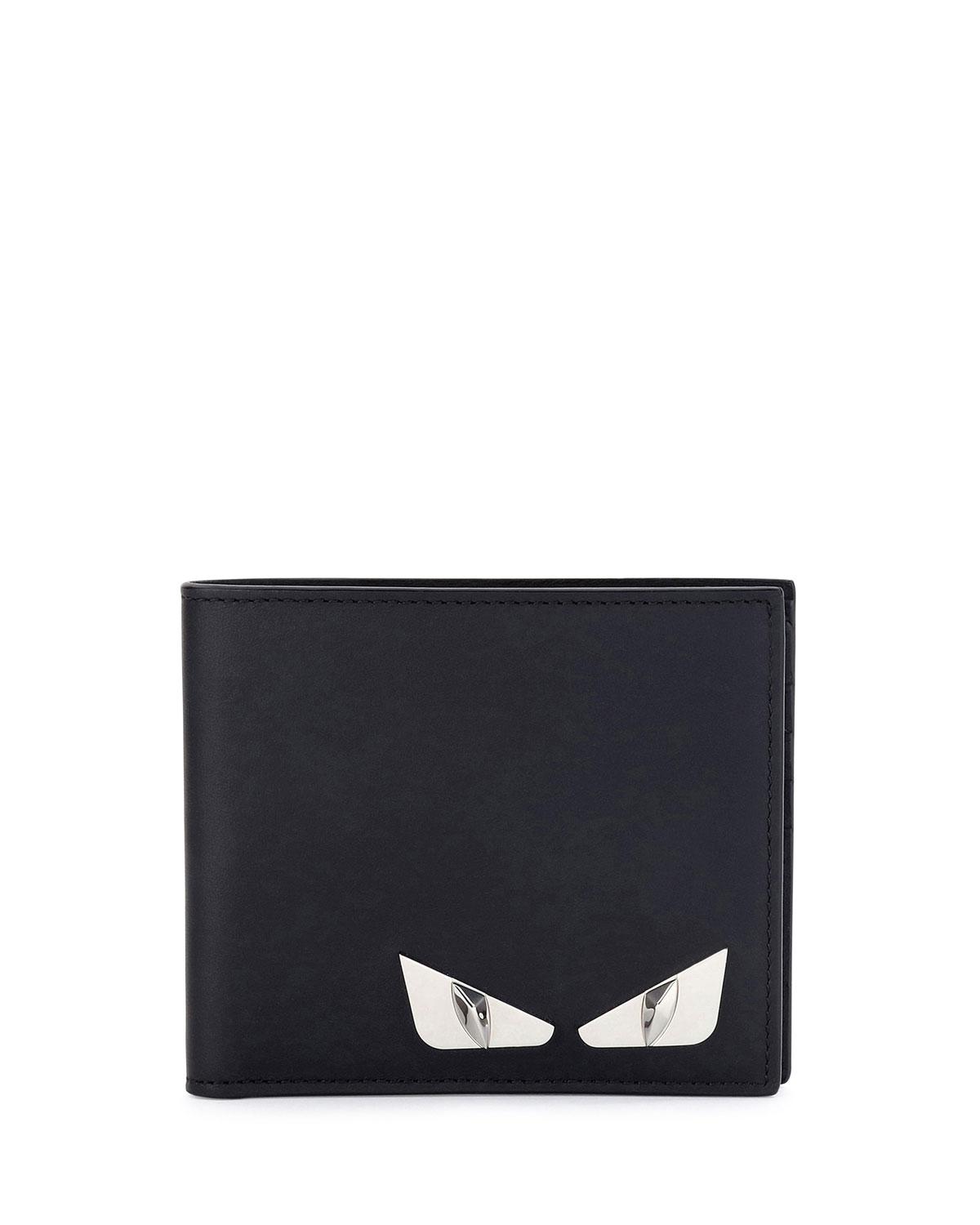 Fendi Monster Eyes Leather Bi-fold Wallet in Black for Men | Lyst