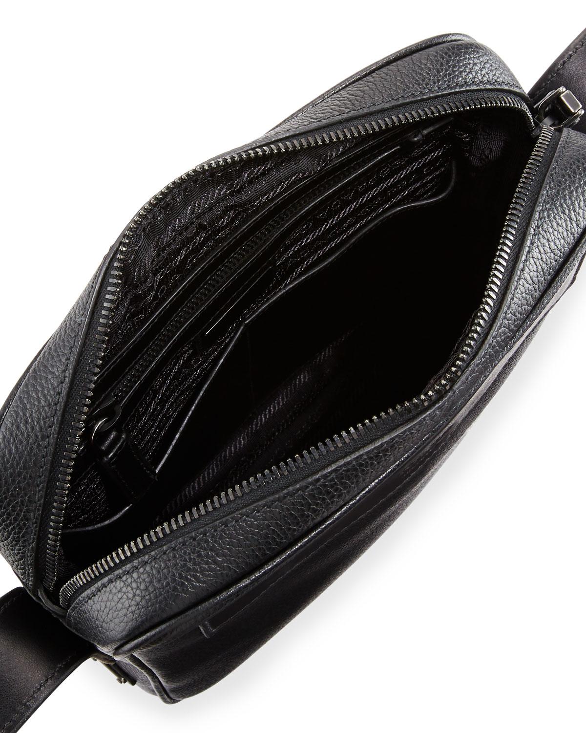 Prada Men's Leather Crossbody Messenger Bag in Black for Men - Lyst