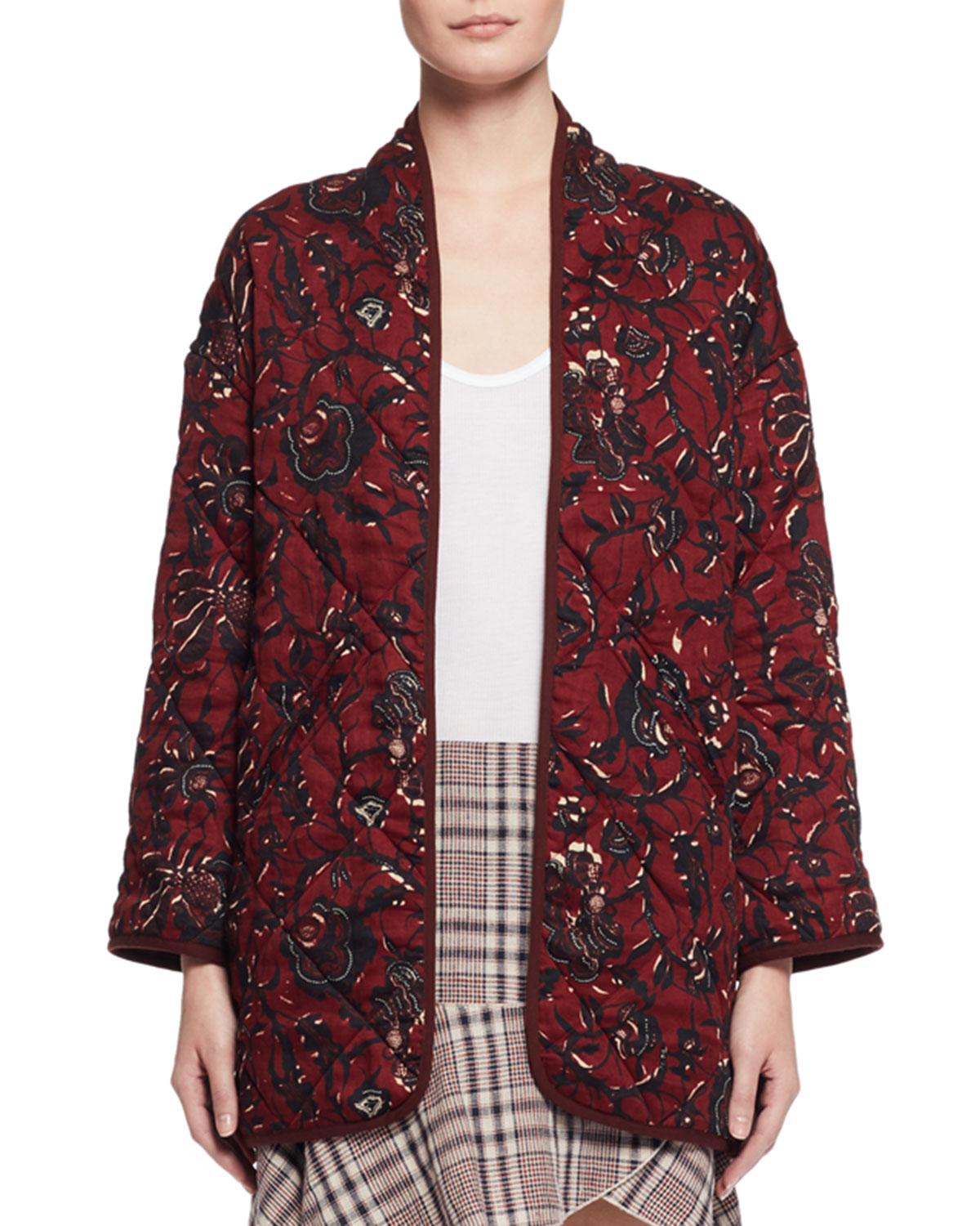 Étoile isabel marant Daca Floral-print Quilted Cotton Jacket in Red | Lyst