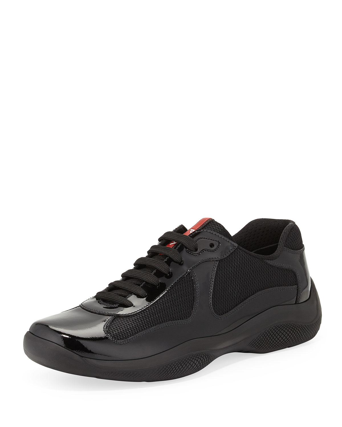 Prada Punta Ala Patent-leather Sneaker in Black for Men | Lyst