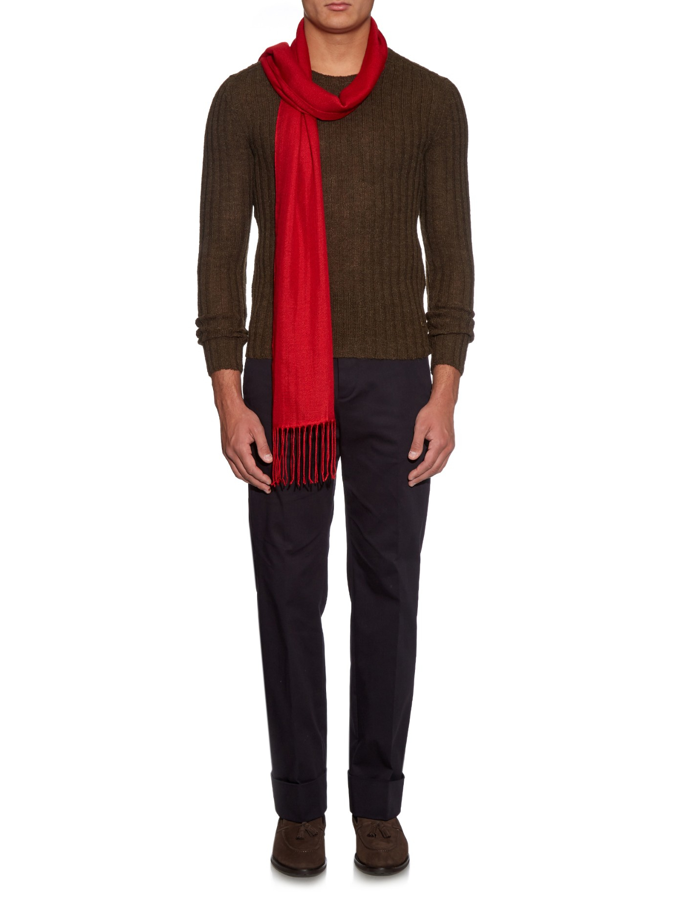Lyst Gucci Cashmere And SilkBlend Scarf in Red for Men
