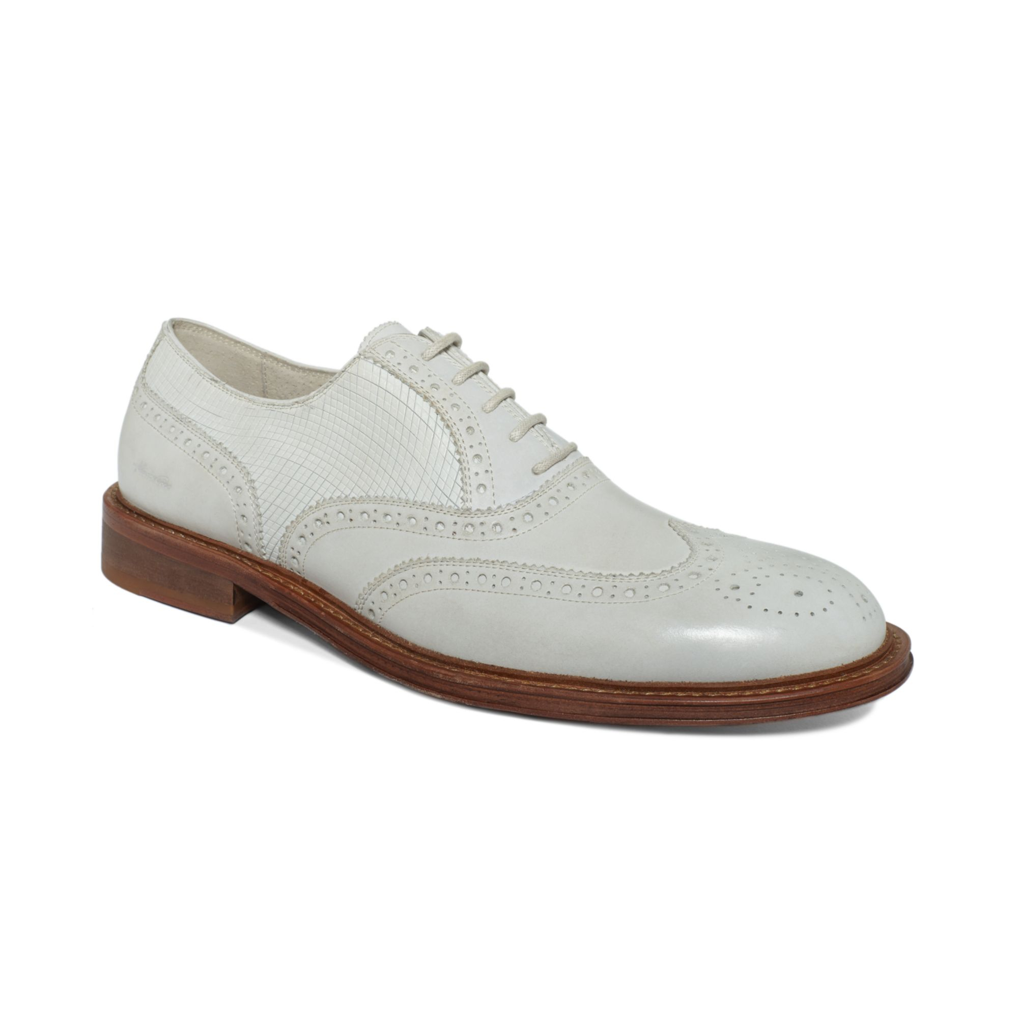 Kenneth Cole Elite Class Wingtip Oxfords in White for Men | Lyst