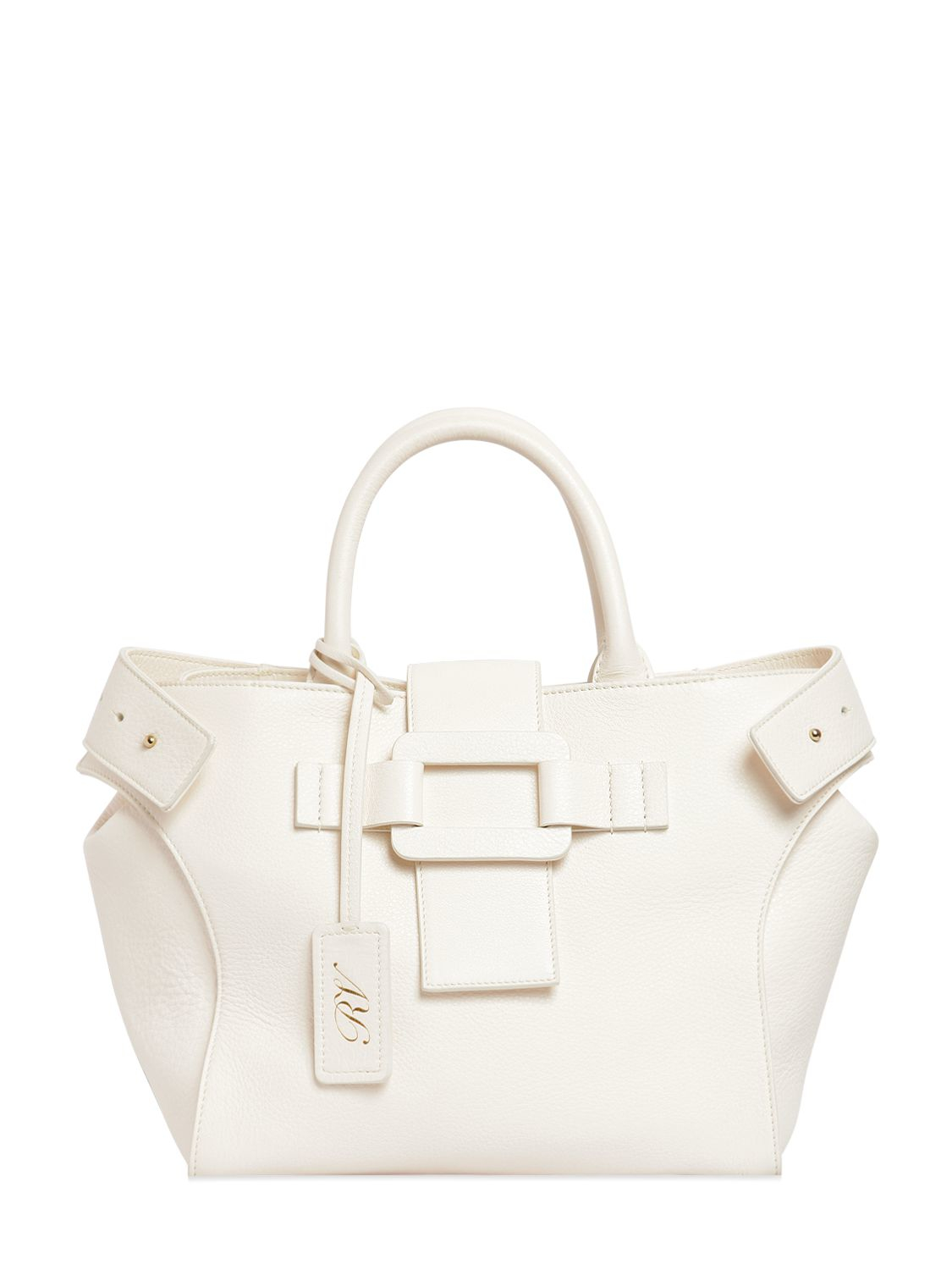 Lyst Roger Vivier Small Pilgrim De Jour Leather Bag In White Gallery