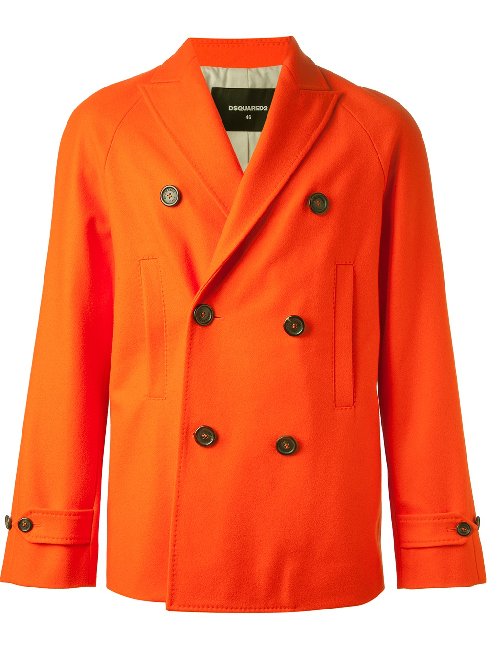F Faconnable Double Ted Cotton Peacoat In Orange For Men Lyst Arrive Guide Womens Casual Solid Double Ted Peacoat Orange Xs