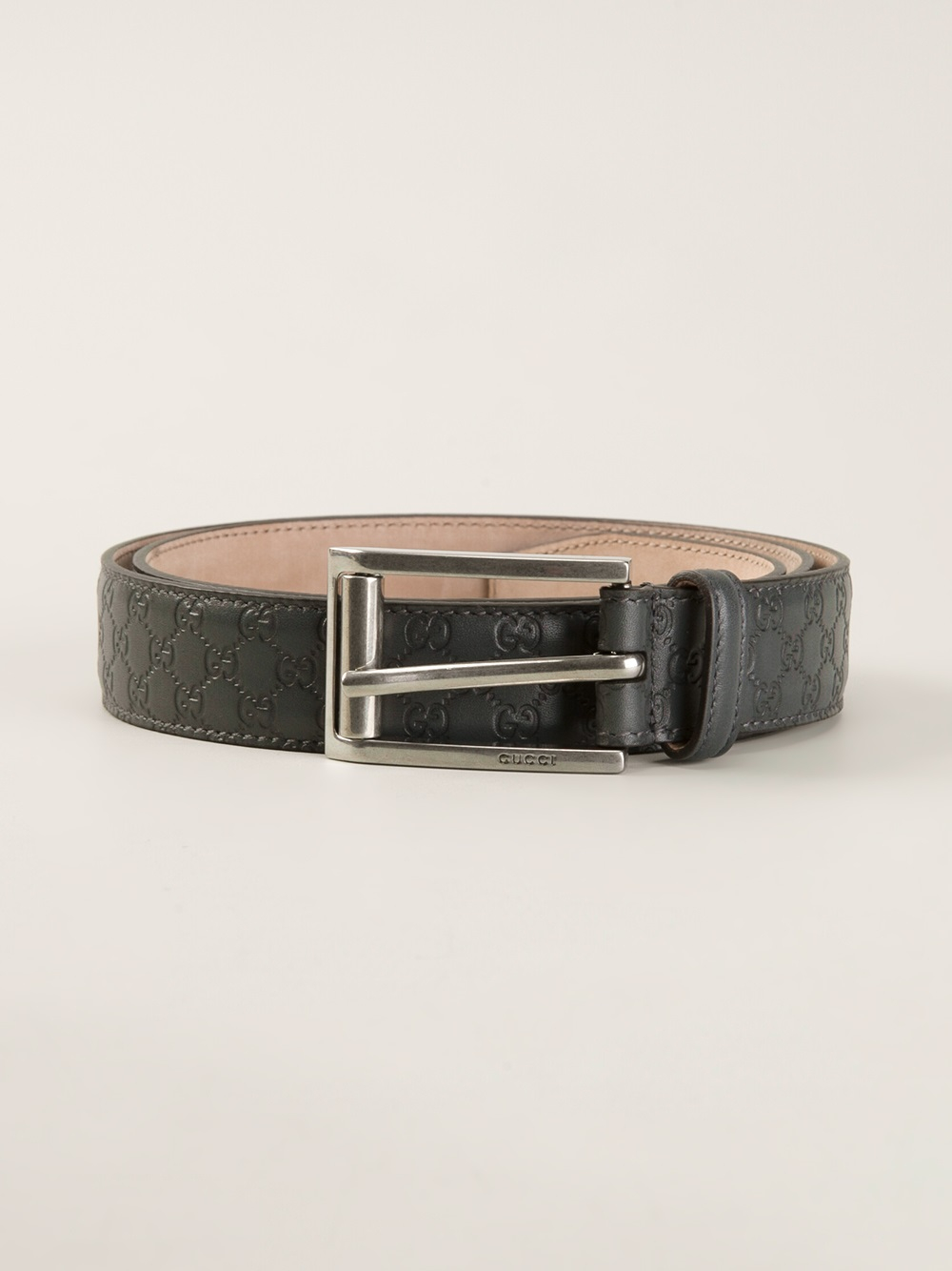 Lyst - Gucci Monogram Embossed Belt in Gray for Men