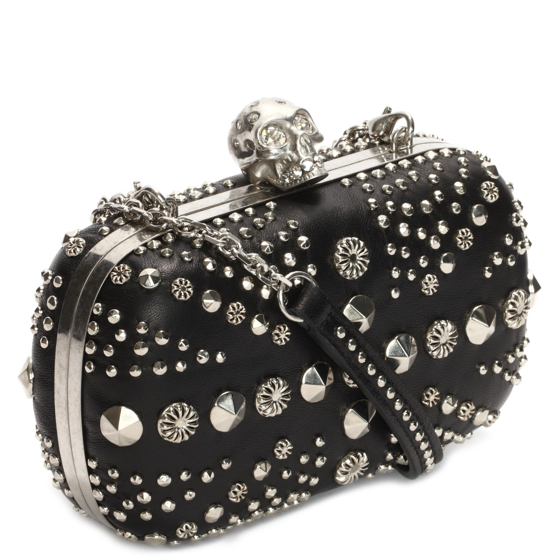 alexander mcqueen black skull clutch