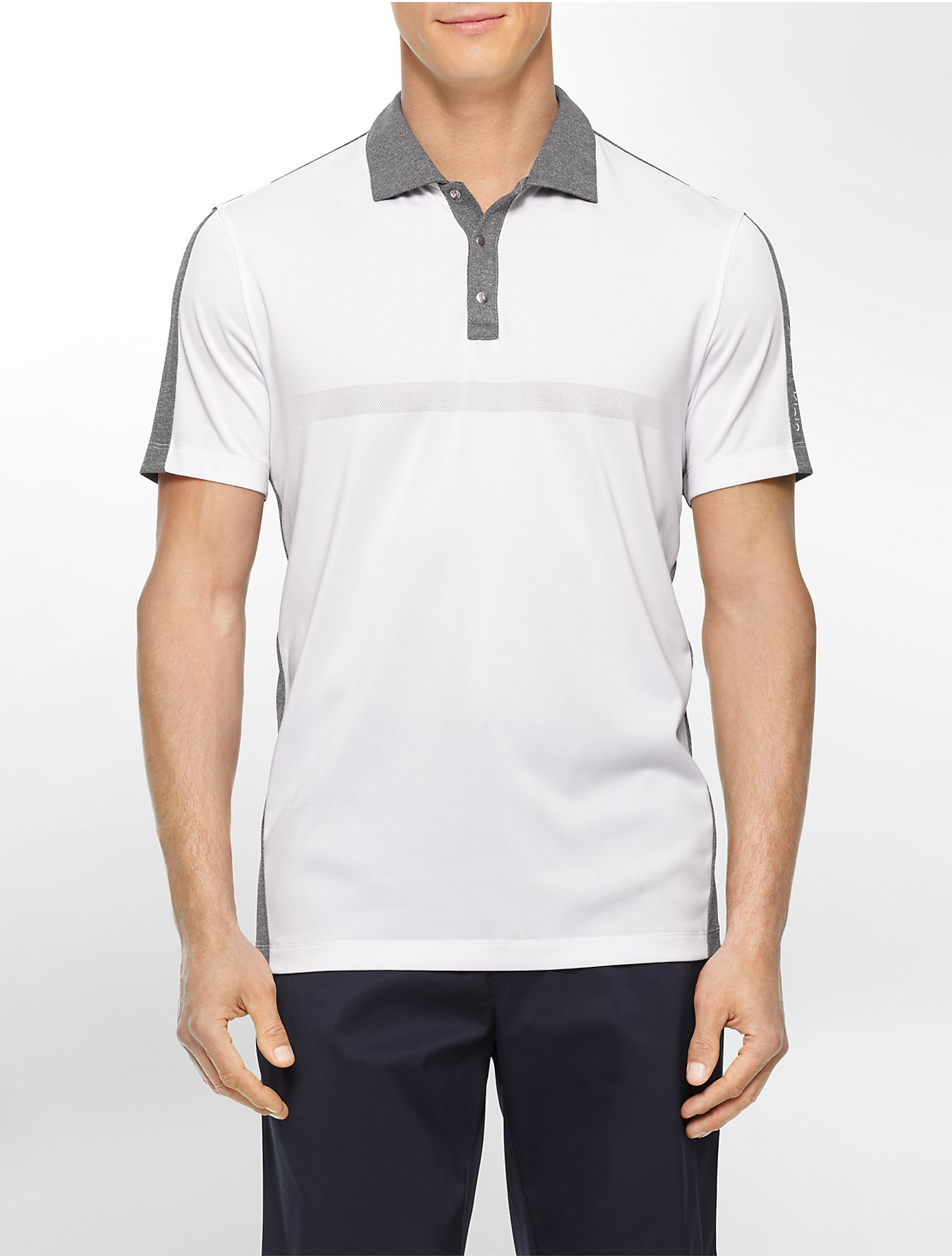 Calvin klein White Label Performance Slim Fit Colorblock Trim Polo ...