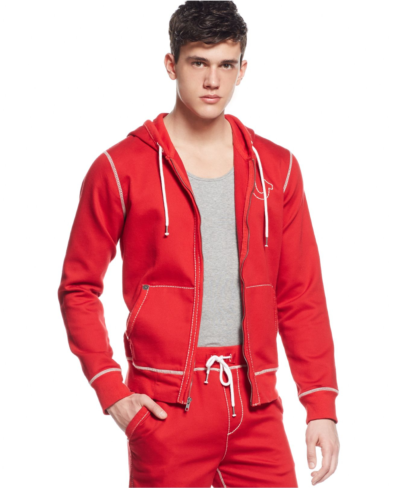 True Religion Zip Front Hoodie In Red For Men True Red Lyst 