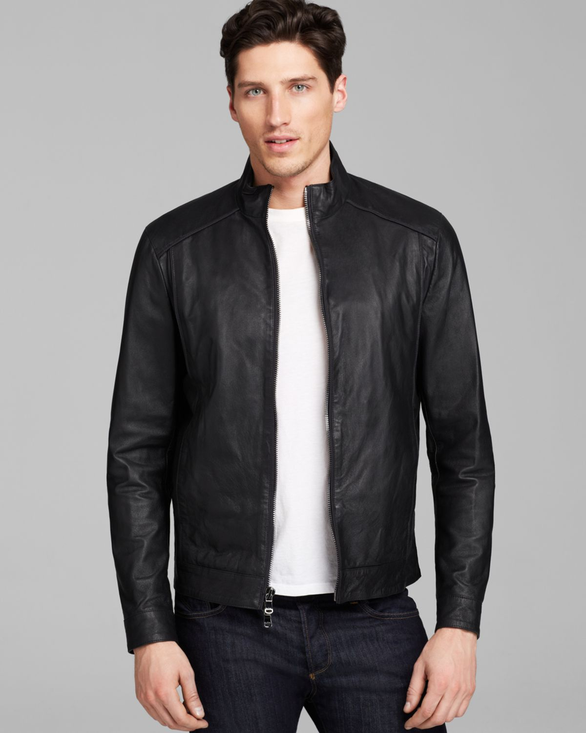 Lyst - Michael Kors Piped Leather Jacket in Black for Men