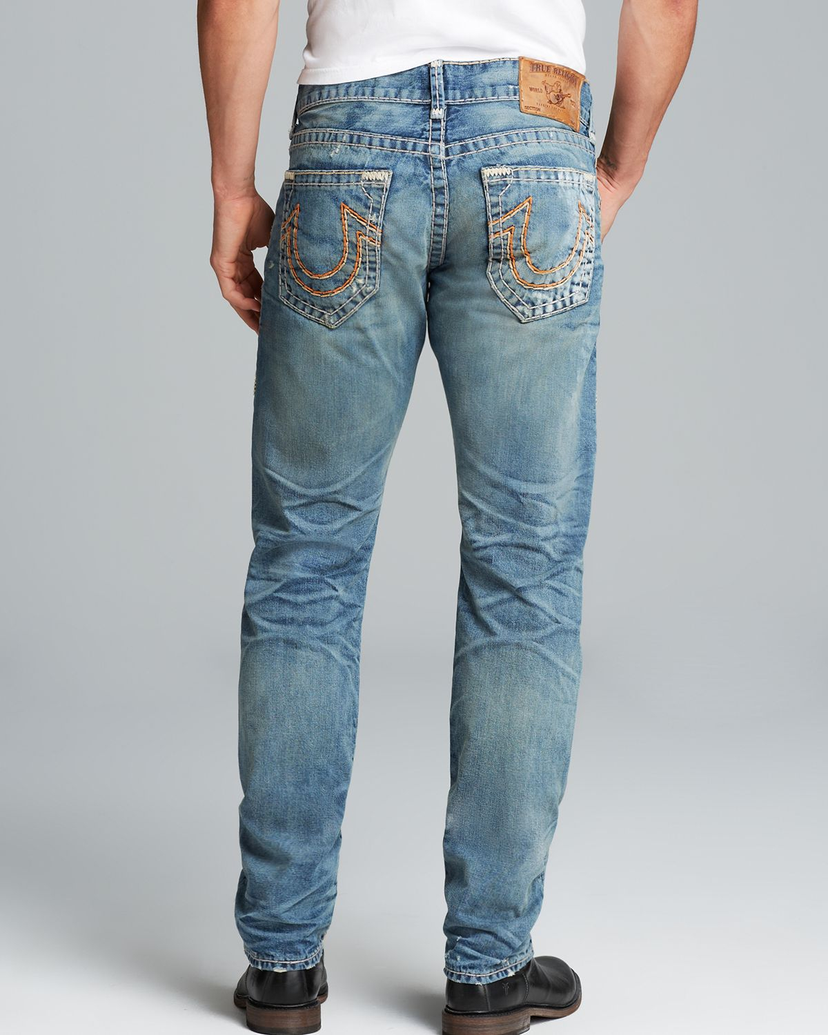 Lyst - True Religion Jeans Geno Super T Distressed Straight Fit in ...