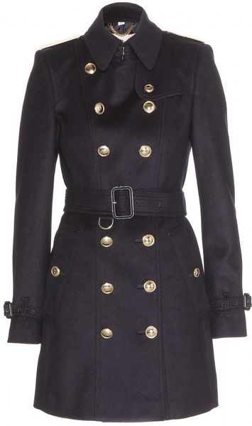 Burberry Wool and Cashmereblend Coat in Blue (navy) | Lyst