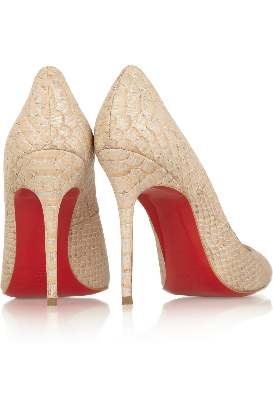 Lyst Christian louboutin Décolleté 100 Snakeeffect Cork Pumps in Natural