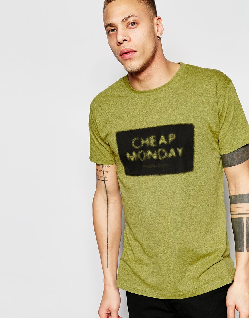 Cheap Monday T Shirt Standard Nuclear Box Logo Print In cheap monday t shirt standard nuclear box logo print in