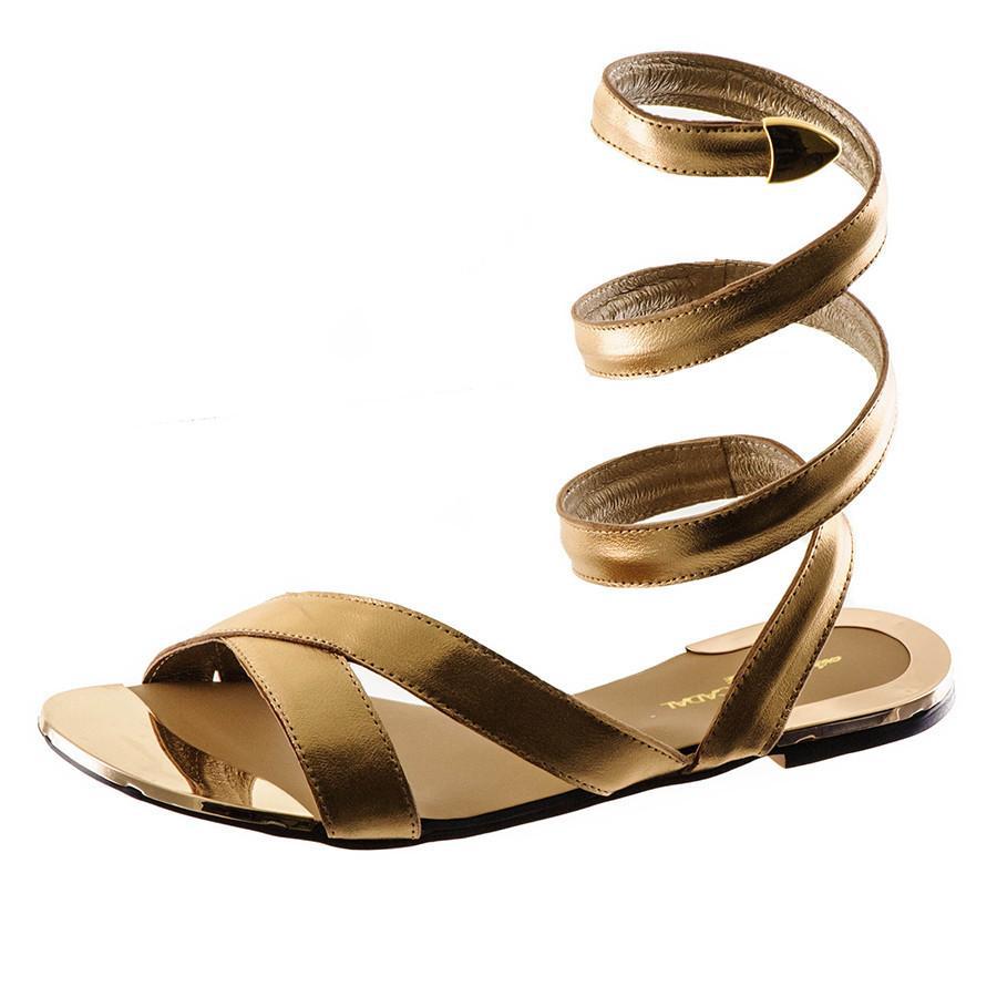 Lyst Blackcouk Metallic Gold Leather Gladiator Sandals In Metallic 4818