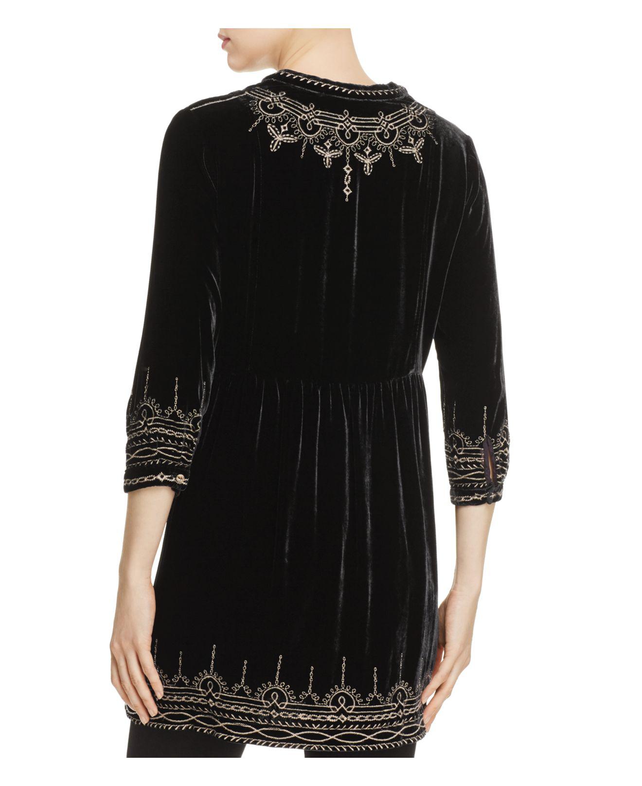 Lyst - Johnny Was Embroidered Floral Velvet Tunic Top in Black