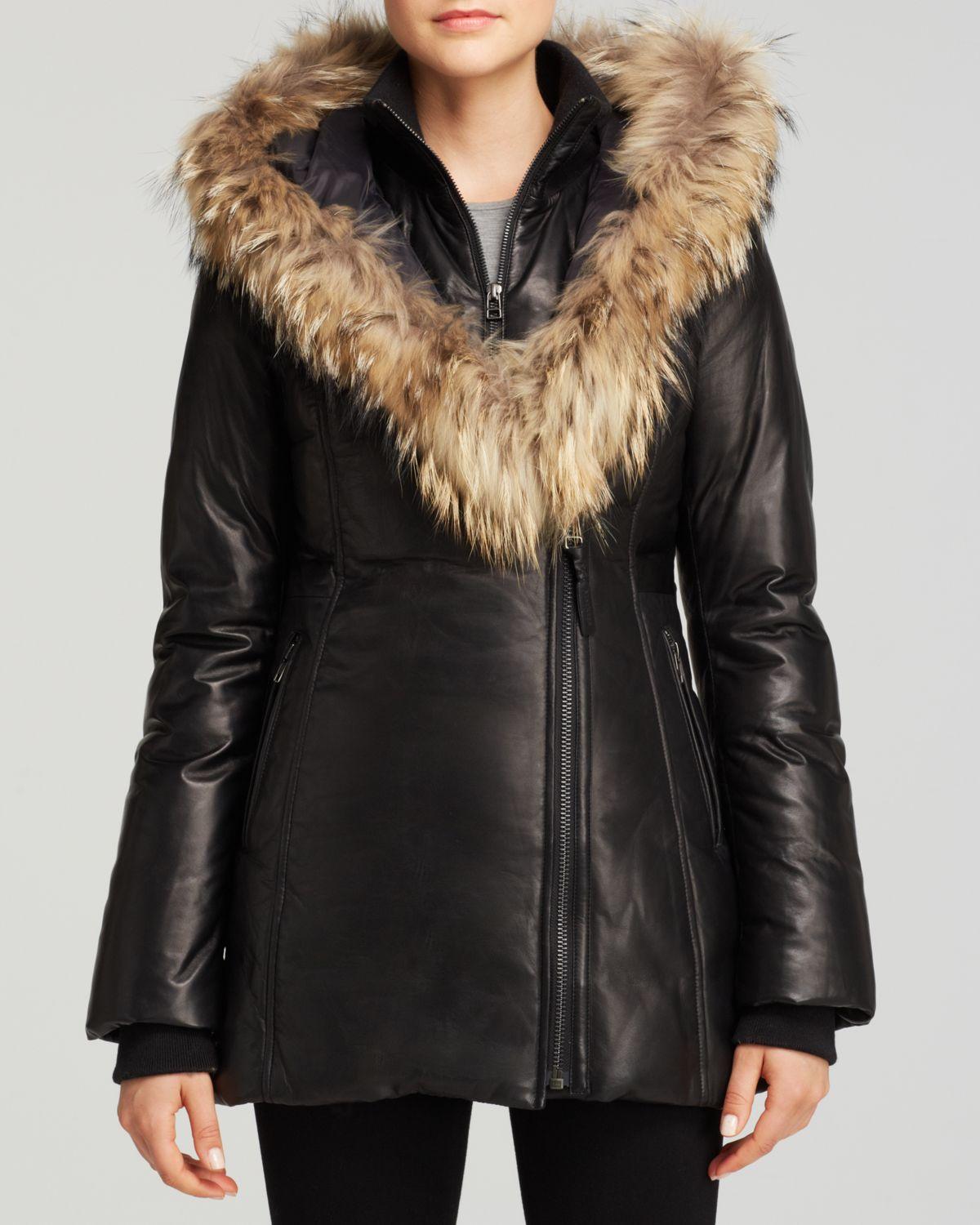 Mackage Ingrid Leather Down Coat in Black Lyst