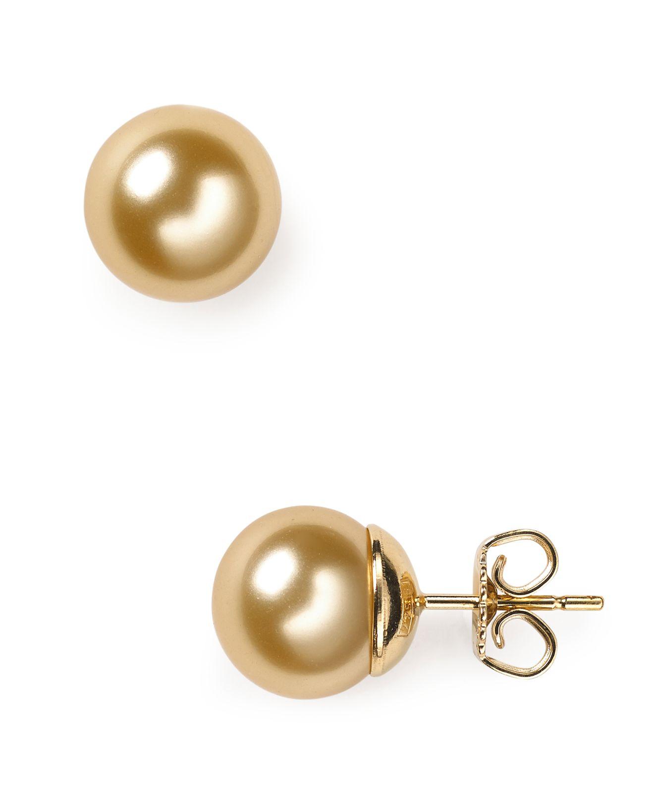 Majorica Simulated Pearl Stud Earrings in Metallic | Lyst
