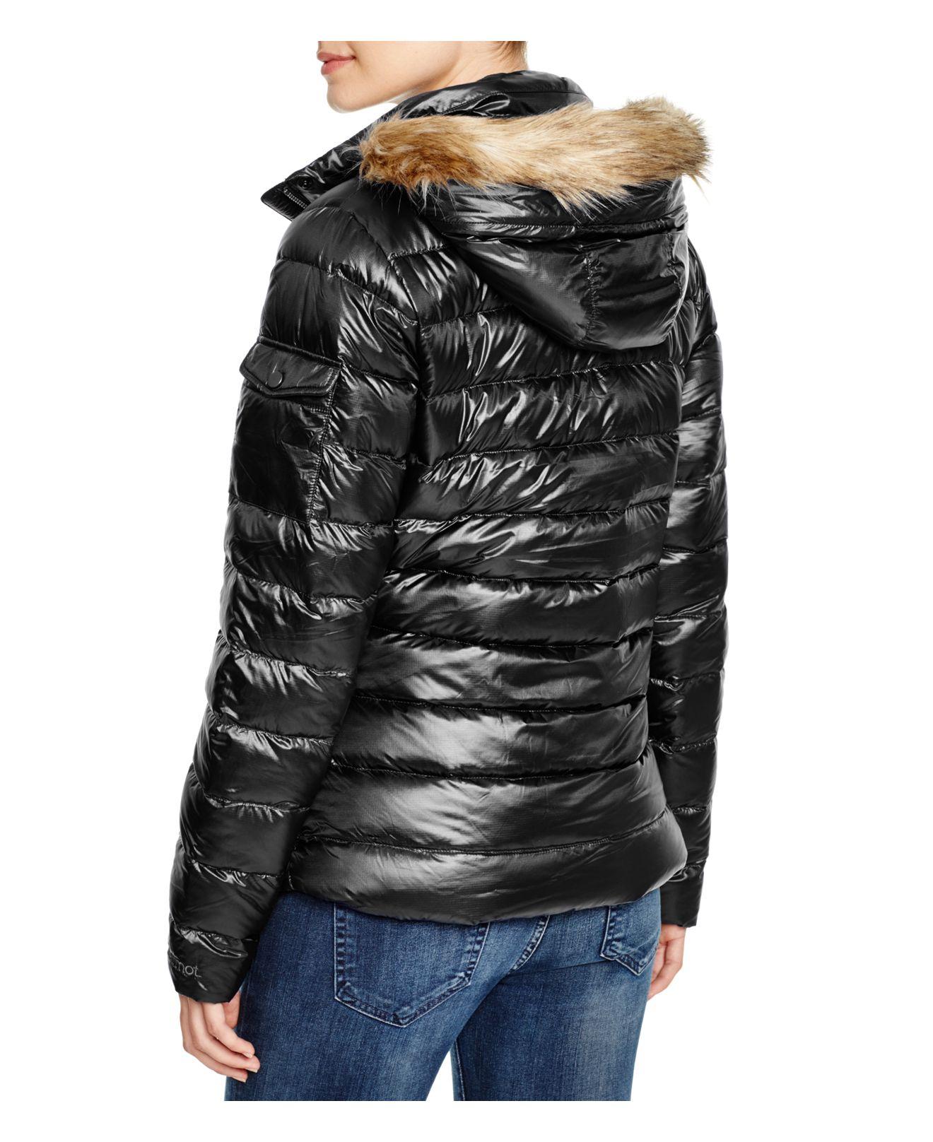 Marmot Hailey Hooded Puffer Jacket in Black | Lyst