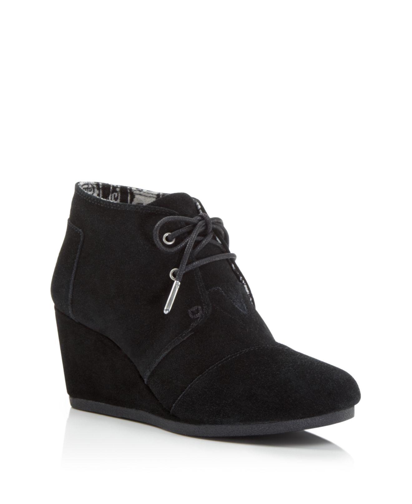 black lace wedge booties