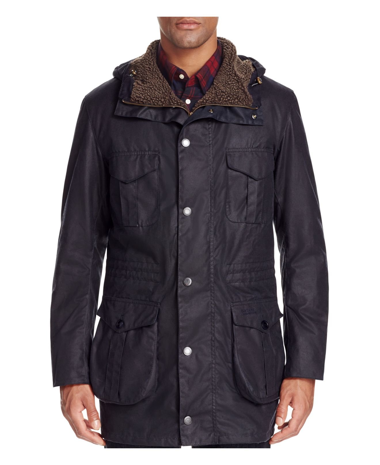 Barbour Oakum Hooded Waxed Jacket in Blue for Men - Lyst