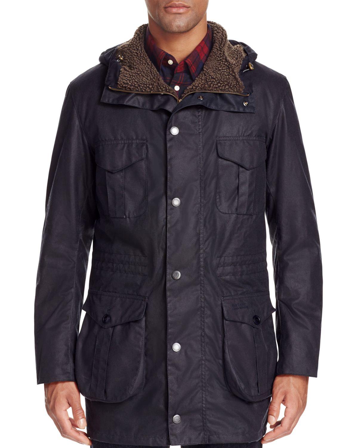 Lyst - Barbour Oakum Hooded Waxed Jacket in Blue for Men