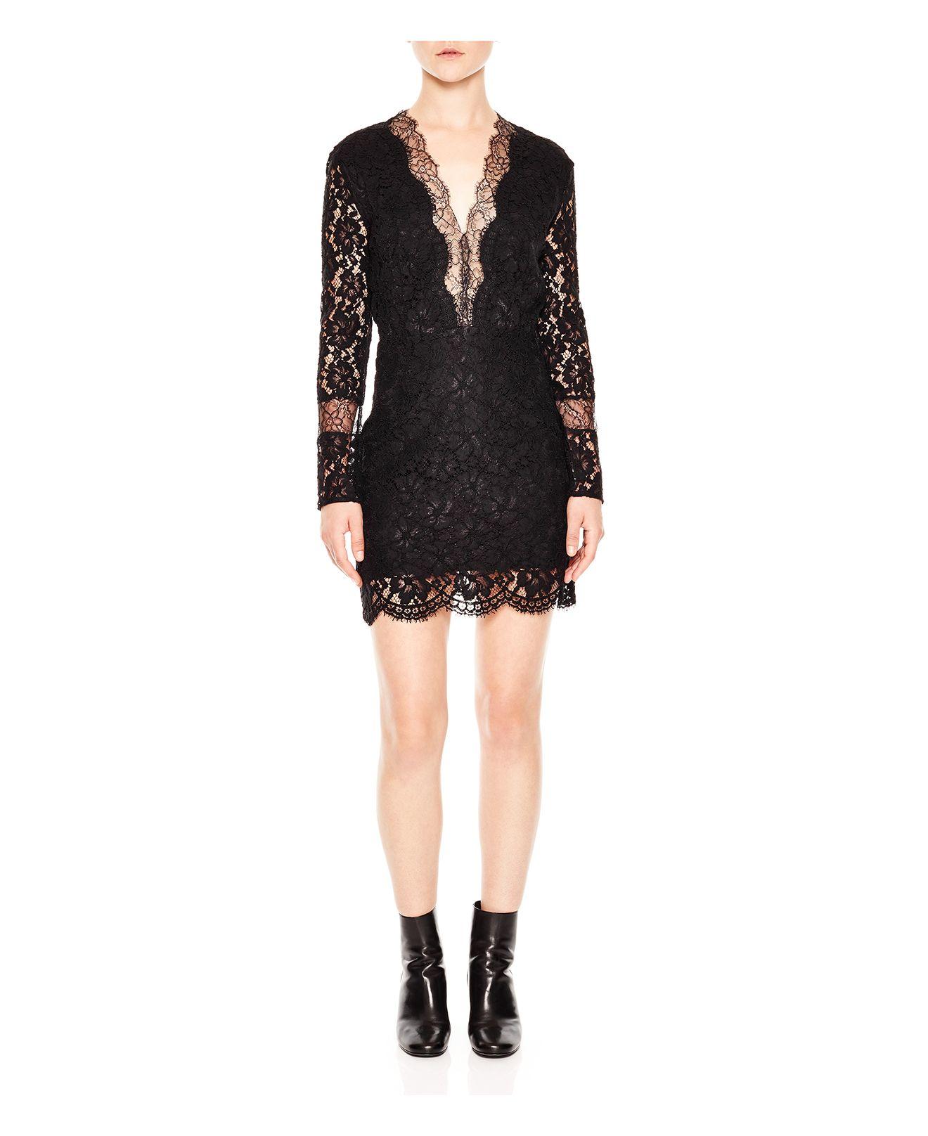 Lyst - Sandro Megan Lace Dress in Black