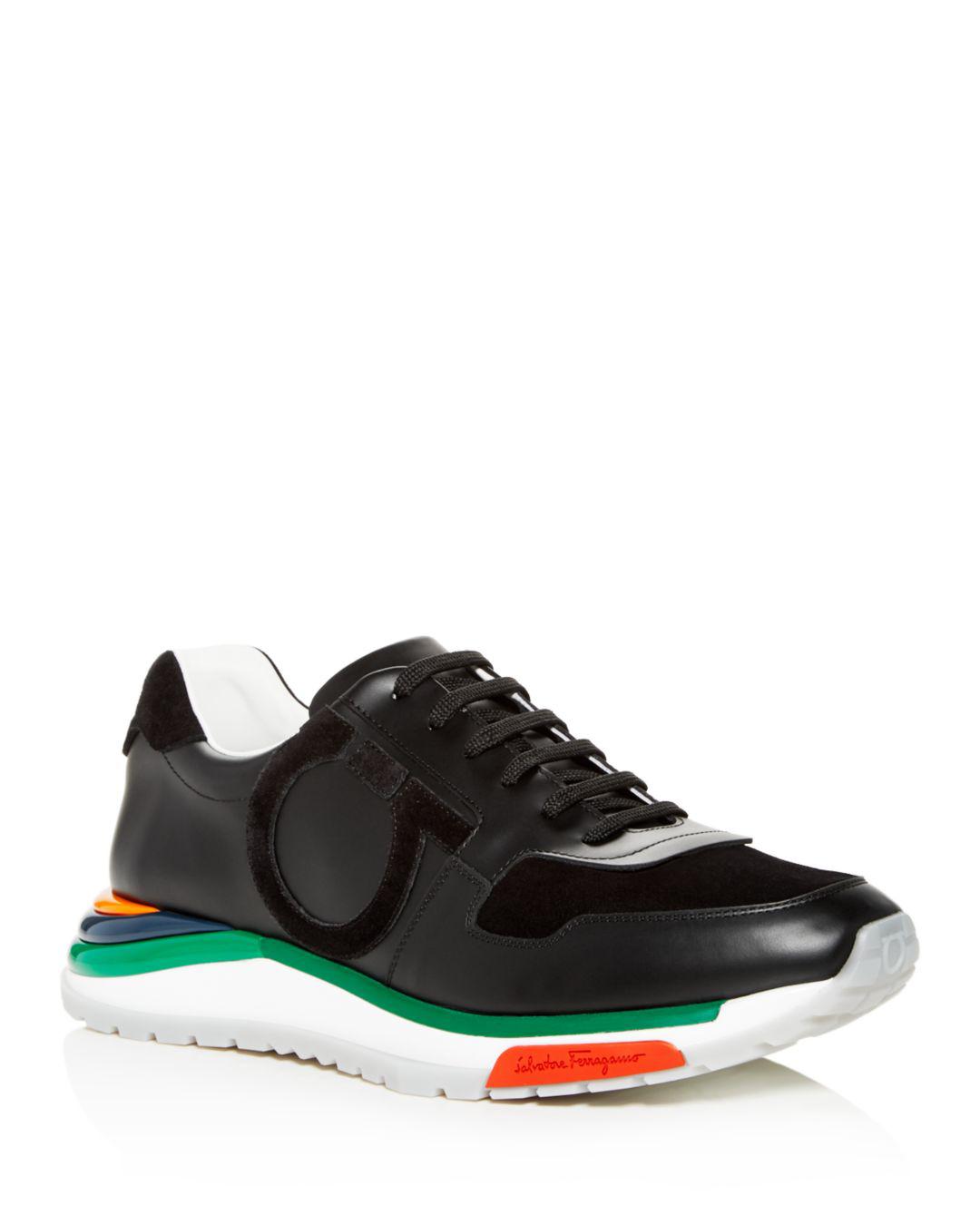 Ferragamo Men's Brooklyn Sneakers W/ Rainbow Sole in Black for Men - Lyst