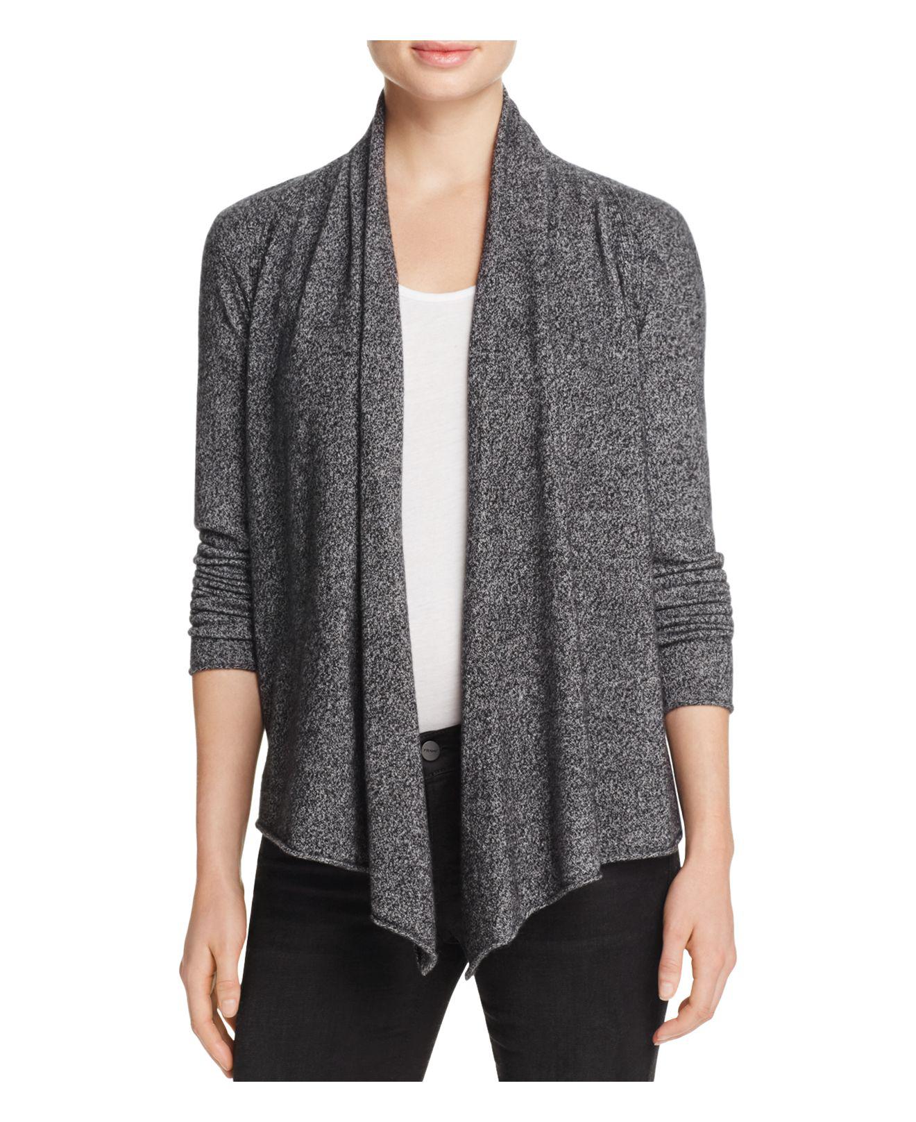  Aqua  Cashmere Drape Front Cashmere Cardigan  in Black Lyst