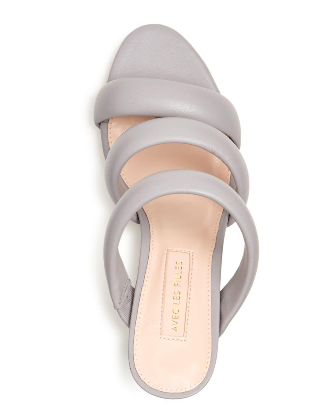 Avec Les Filles Women's Mara Leather High heel Slide Sandals Avec Les Filles Women's Mara Leather High heel Slide Sandals