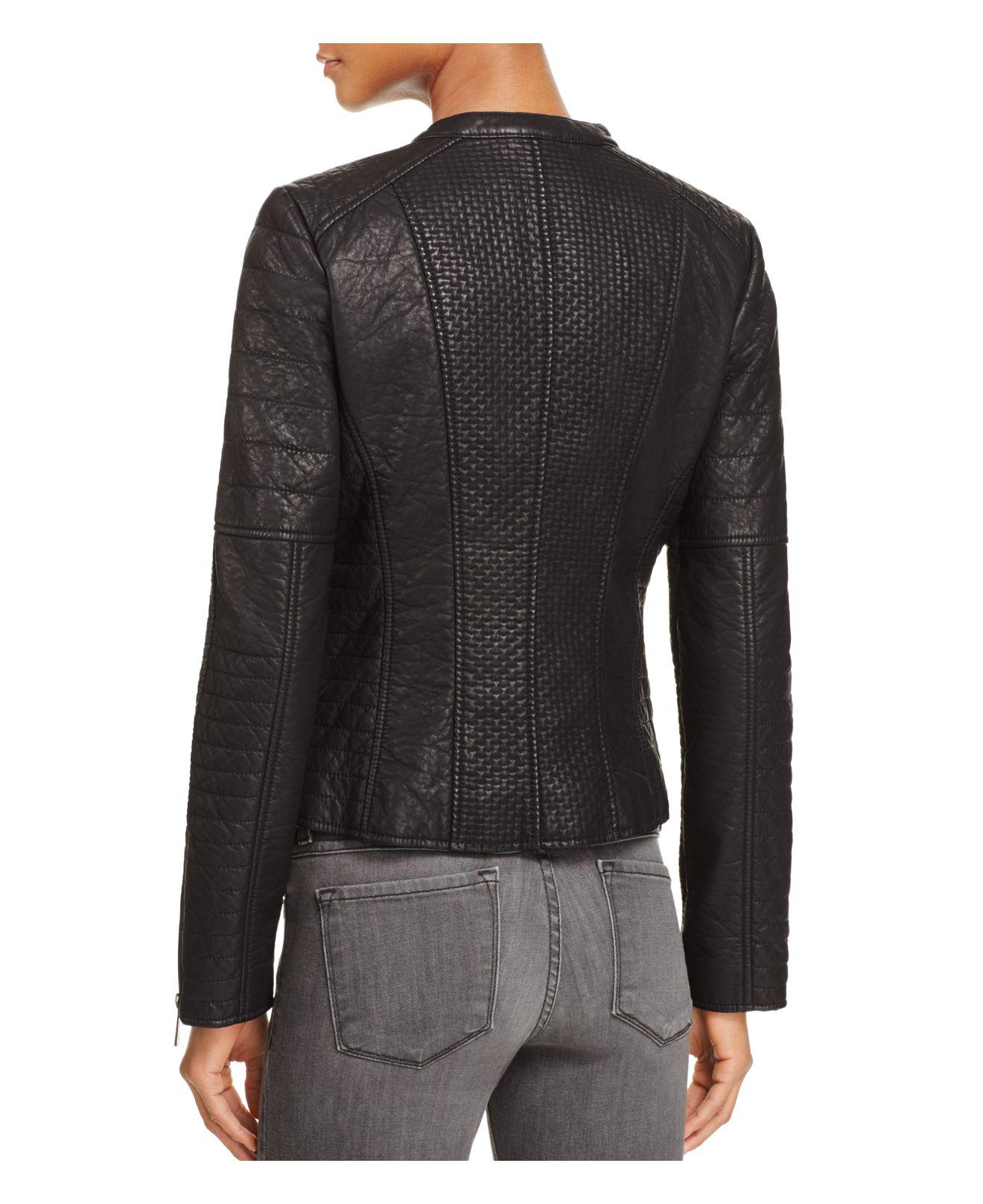 Guess Jazmin Saint Faux Leather Moto Jacket In Black Lyst