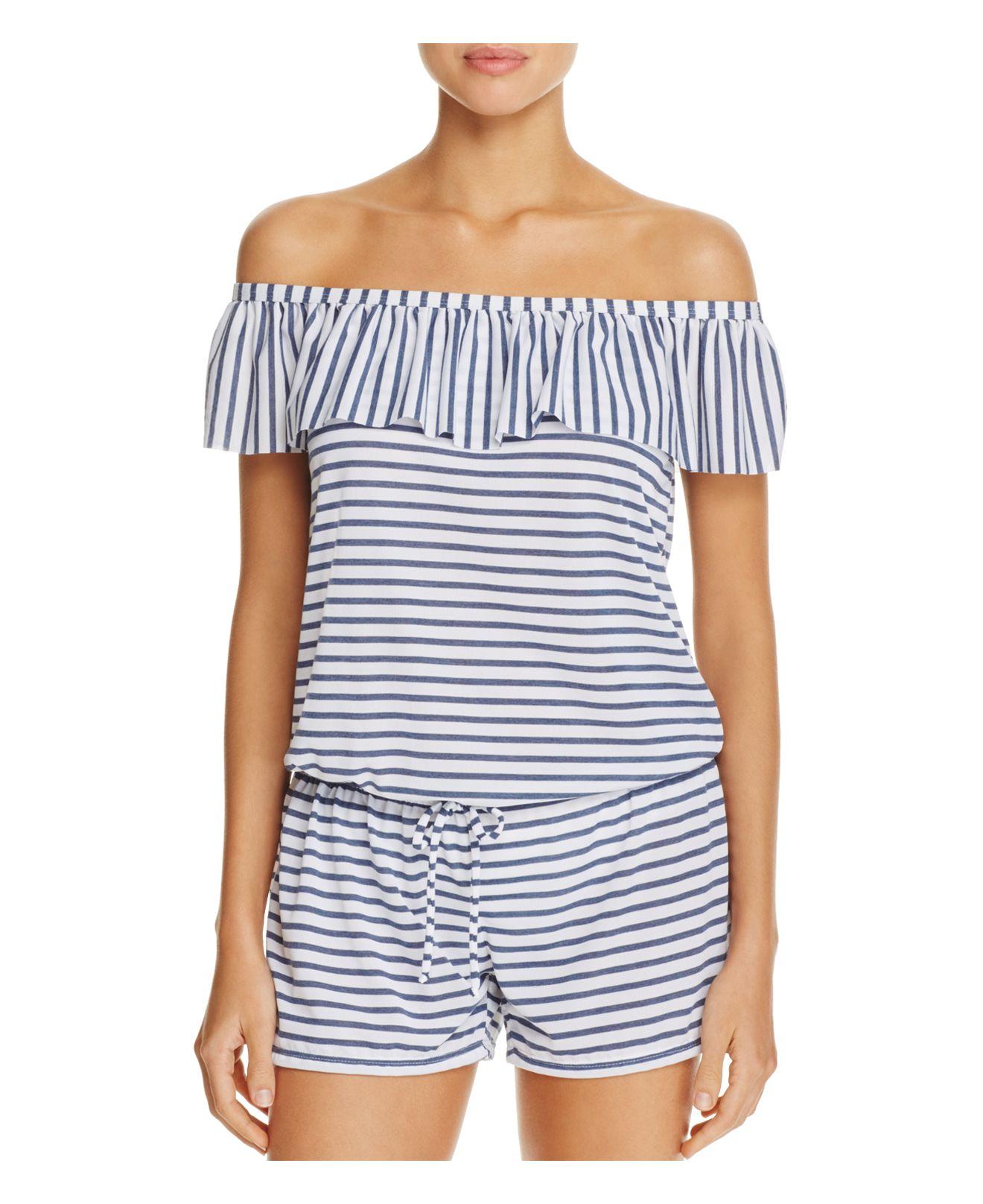 Lyst Splendid Chambray Romper Swim Coverup in Blue