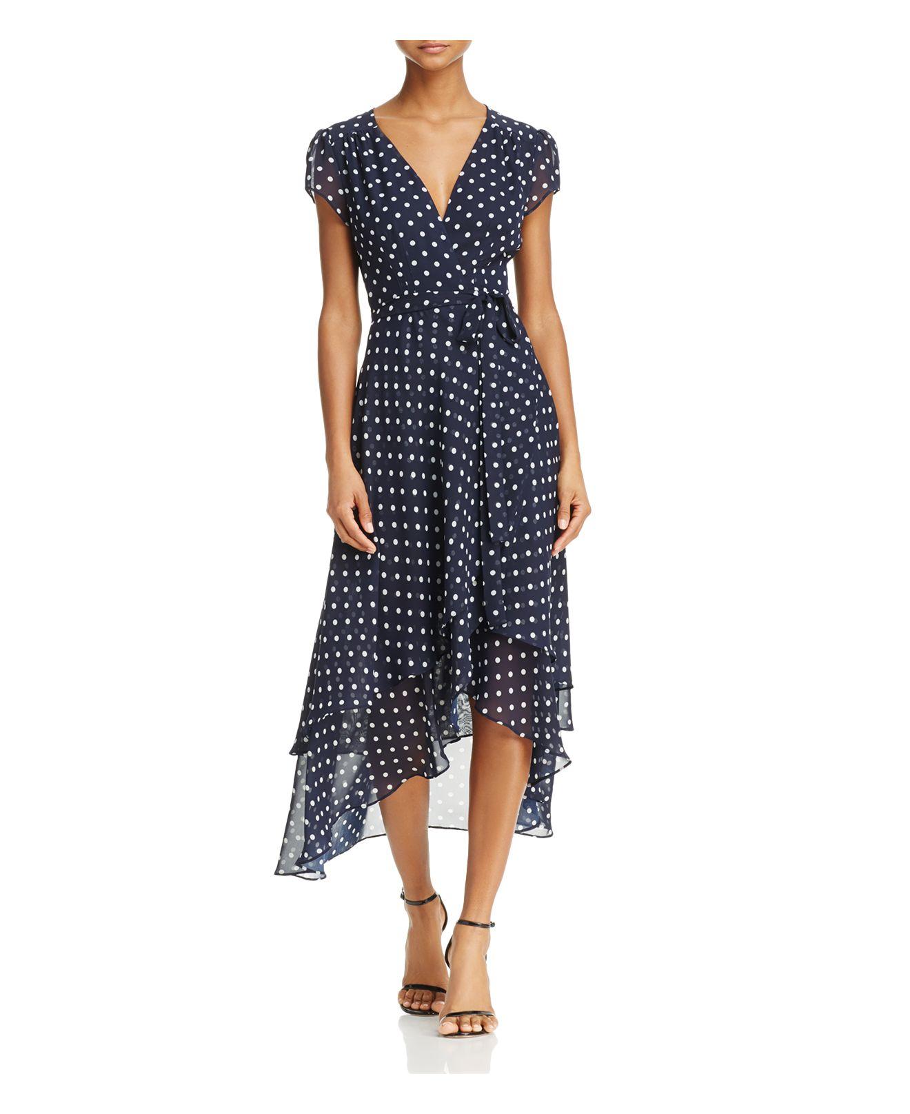 Betsey Johnson Polka Dot Wrap Dress In Blue Lyst