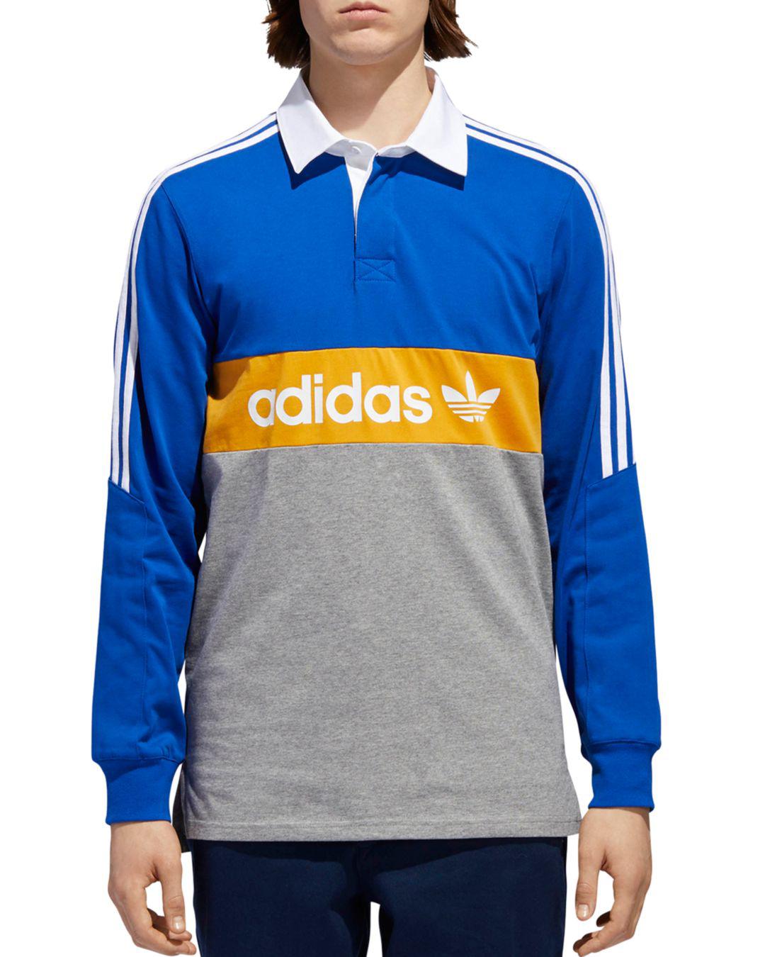 adidas Originals Heritage Rugby Polo Shirt in Blue for Men - Lyst