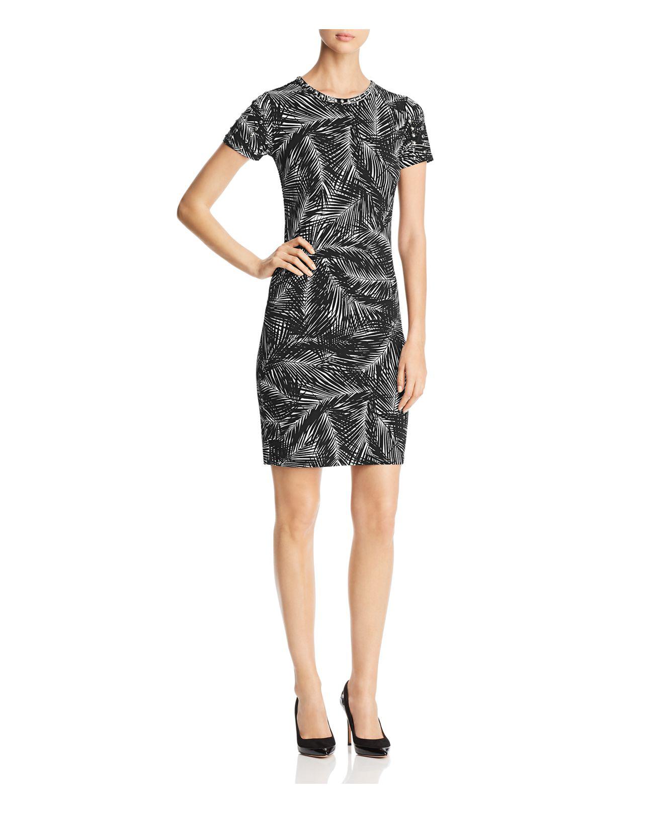 MICHAEL Michael Kors Palm Print Stud-embellished Dress in Black - Lyst