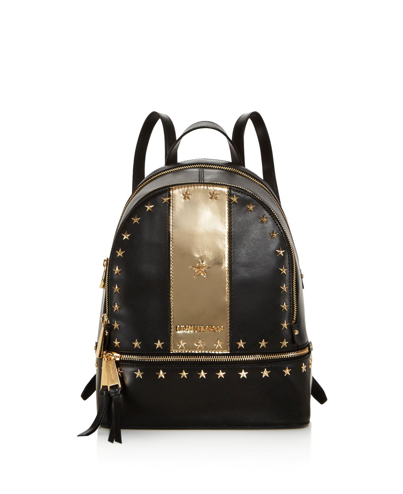 Lyst MICHAEL Michael Kors Rhea Star Stud Medium Leather Backpack in Black
