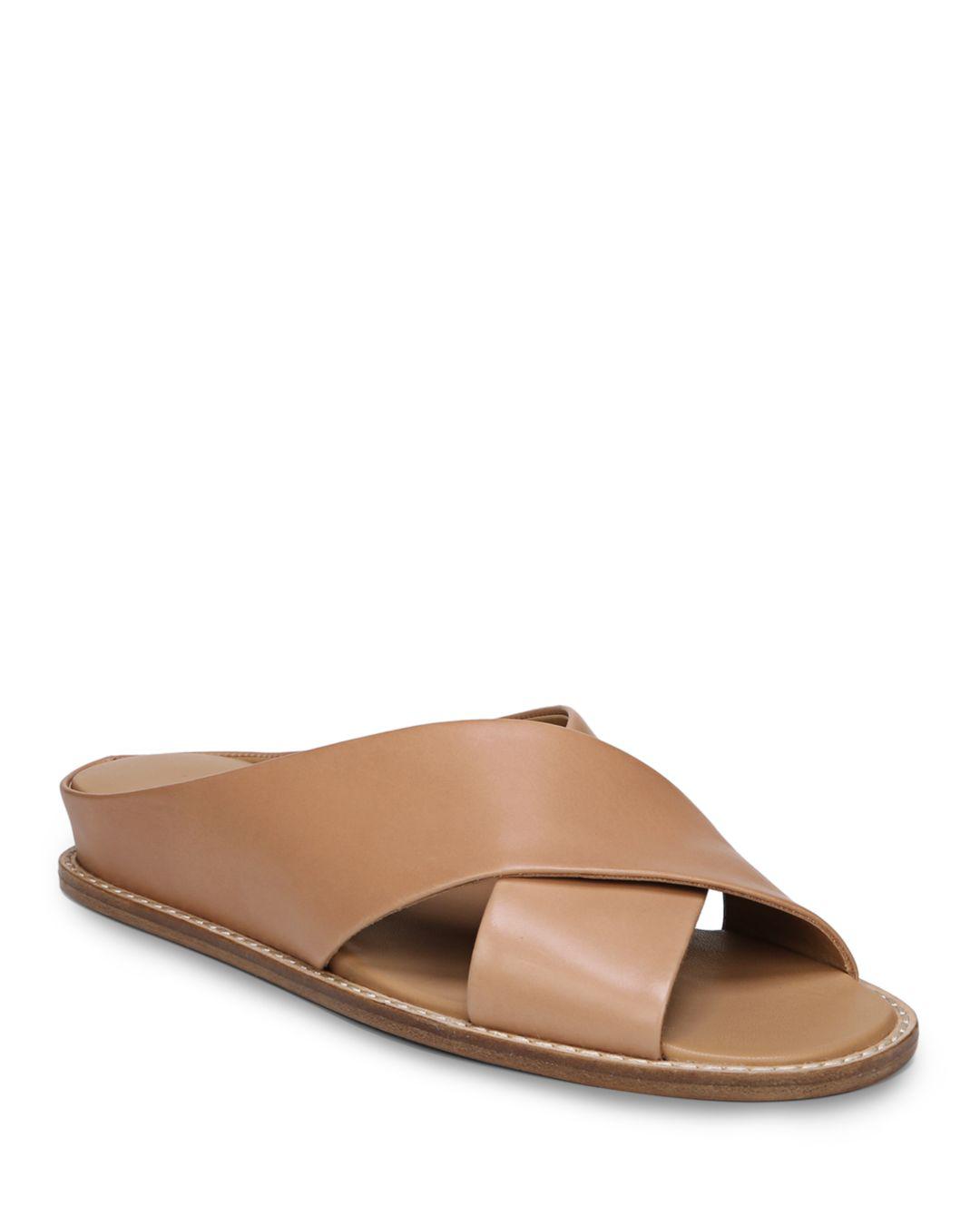 Vince Women's Fairley Leather Slide Sandals in Tan (Black) - Save 50% ...