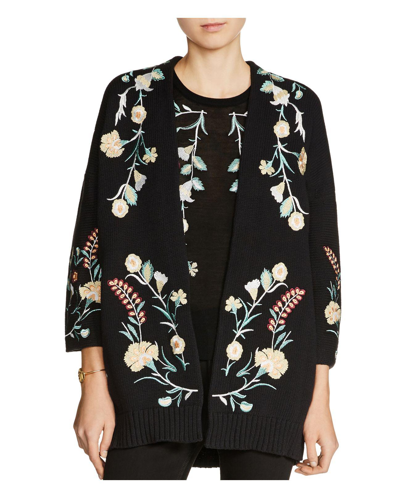  Maje  Mirodi Embroidered Cardigan  in Black Lyst