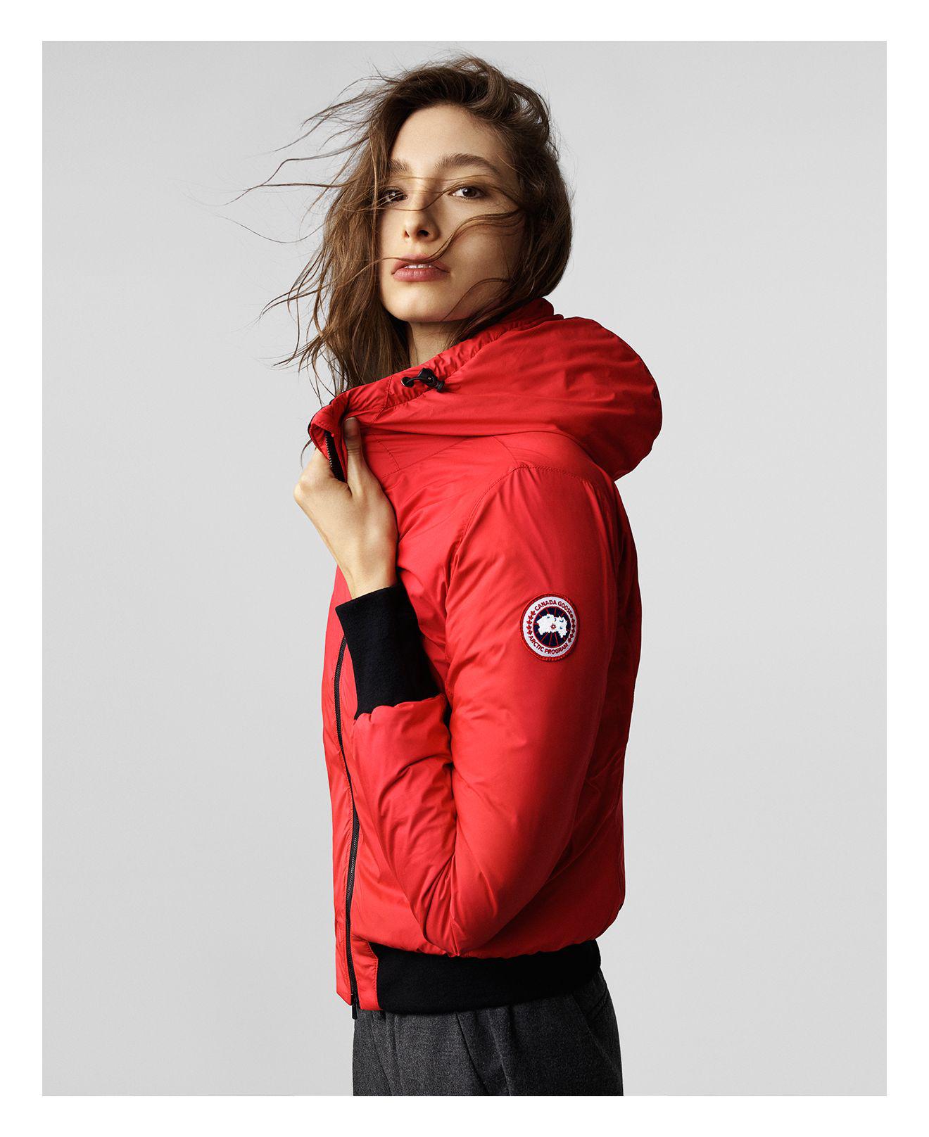 Lyst Canada Goose Dore Hooded Down Bomber Jacket in Red