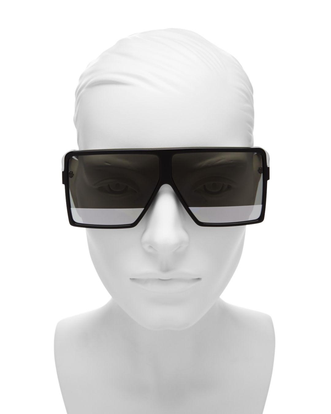 Saint Laurent Sl183 Betty Men's Shield Sunglasses in Black/Gray Silver ...