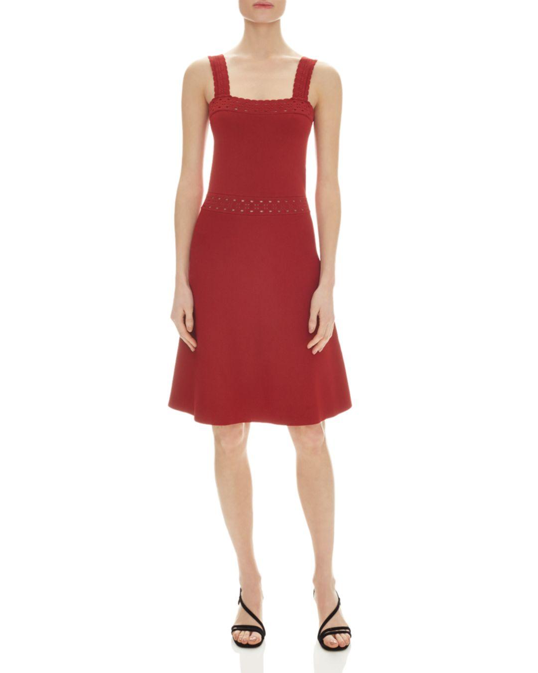 Sandro Alyson Sleeveless Pointelle Trim Dress In Red Lyst