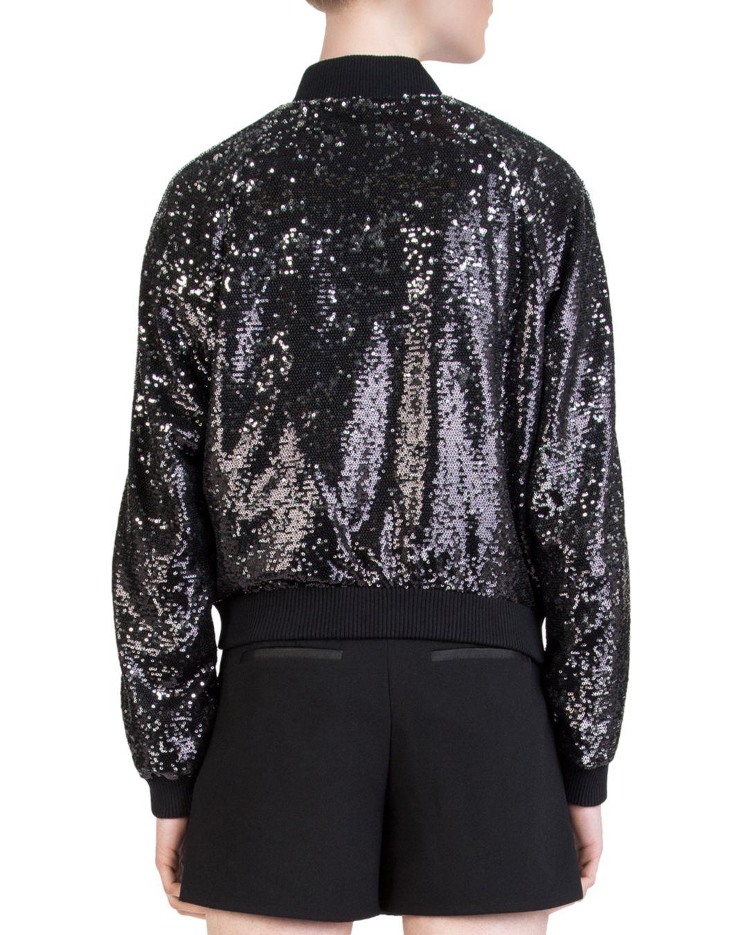 Lyst - The Kooples Sequined Bomber Jacket in Black