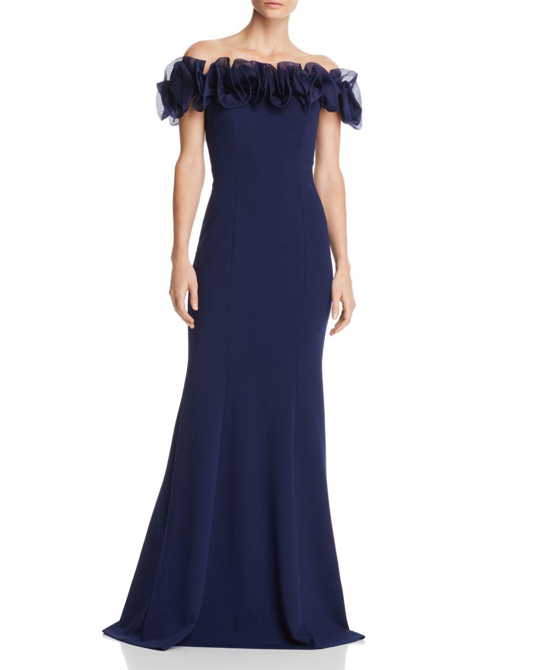 aidan mattox off the shoulder gown