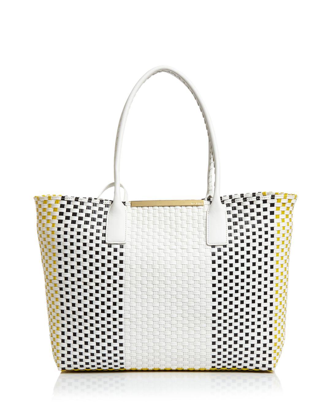 white woven tote