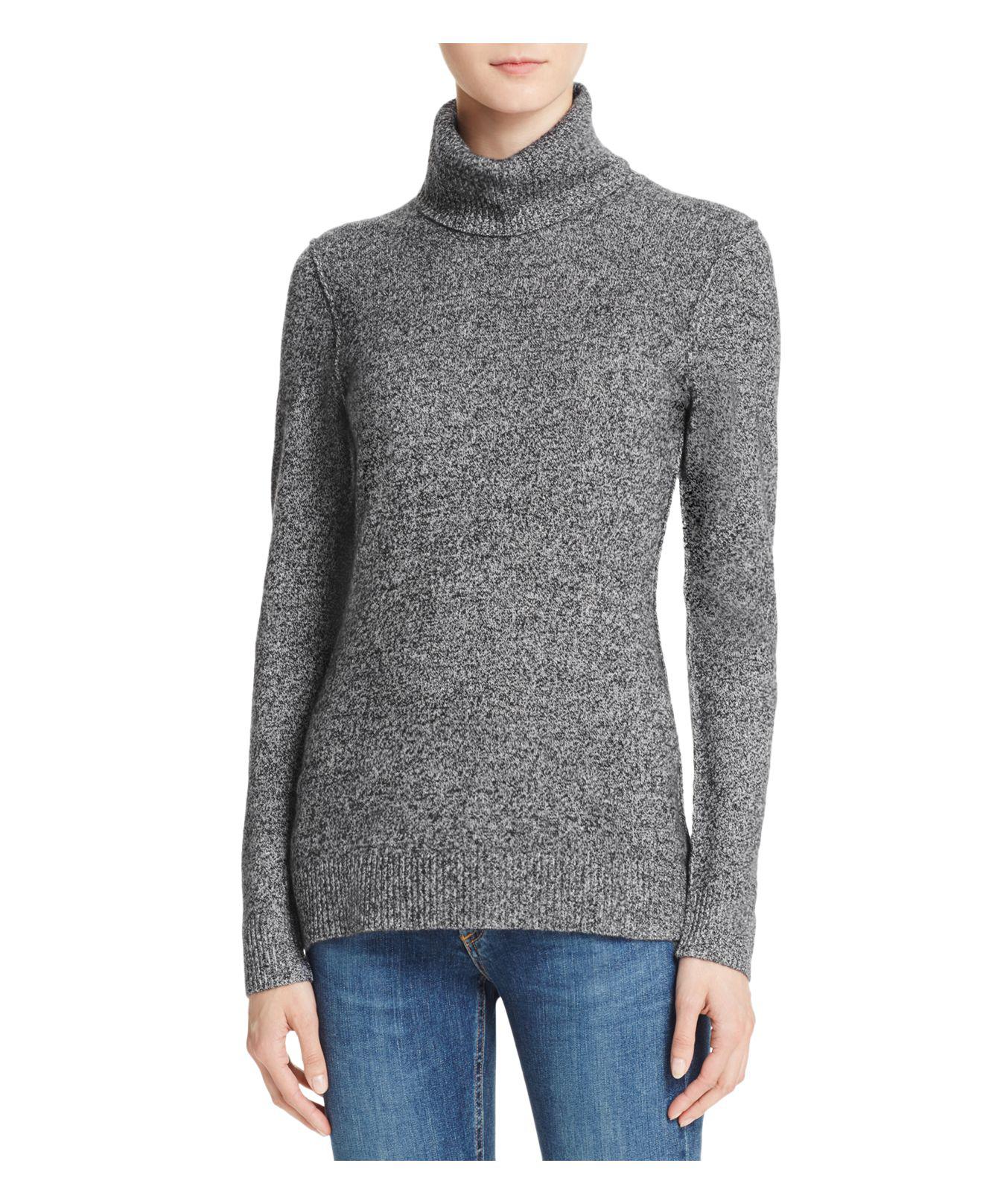 Aqua Cashmere Turtleneck Cashmere Sweater in Gray - Lyst