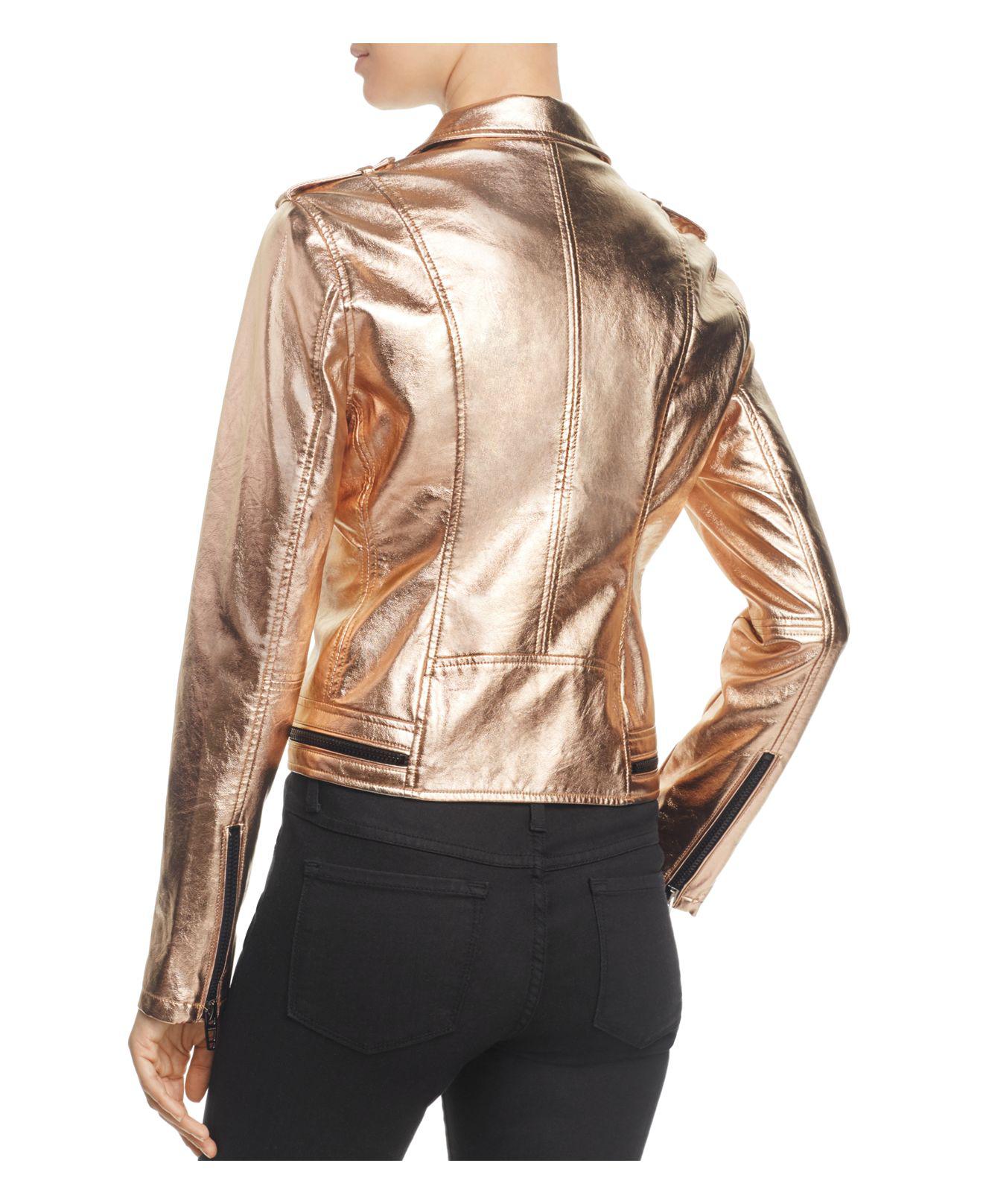 Blank Nyc Metallic Faux Leather Moto Jacket In Lyst Gallery Previously Sold At Bloomingdale S Women Anorak Jackets