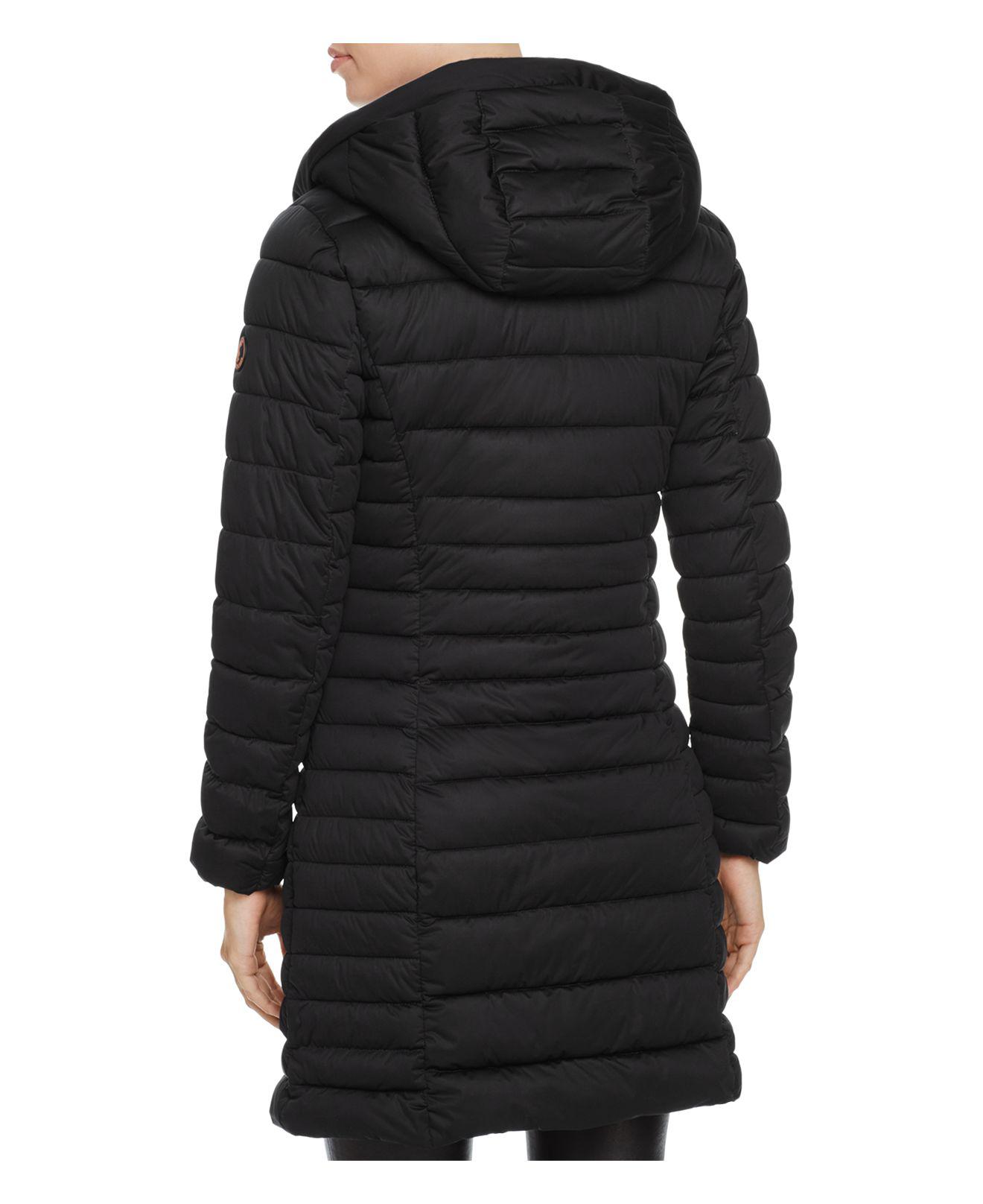 Save The Duck Packable Quilted Long Puffer Coat in Black - Lyst