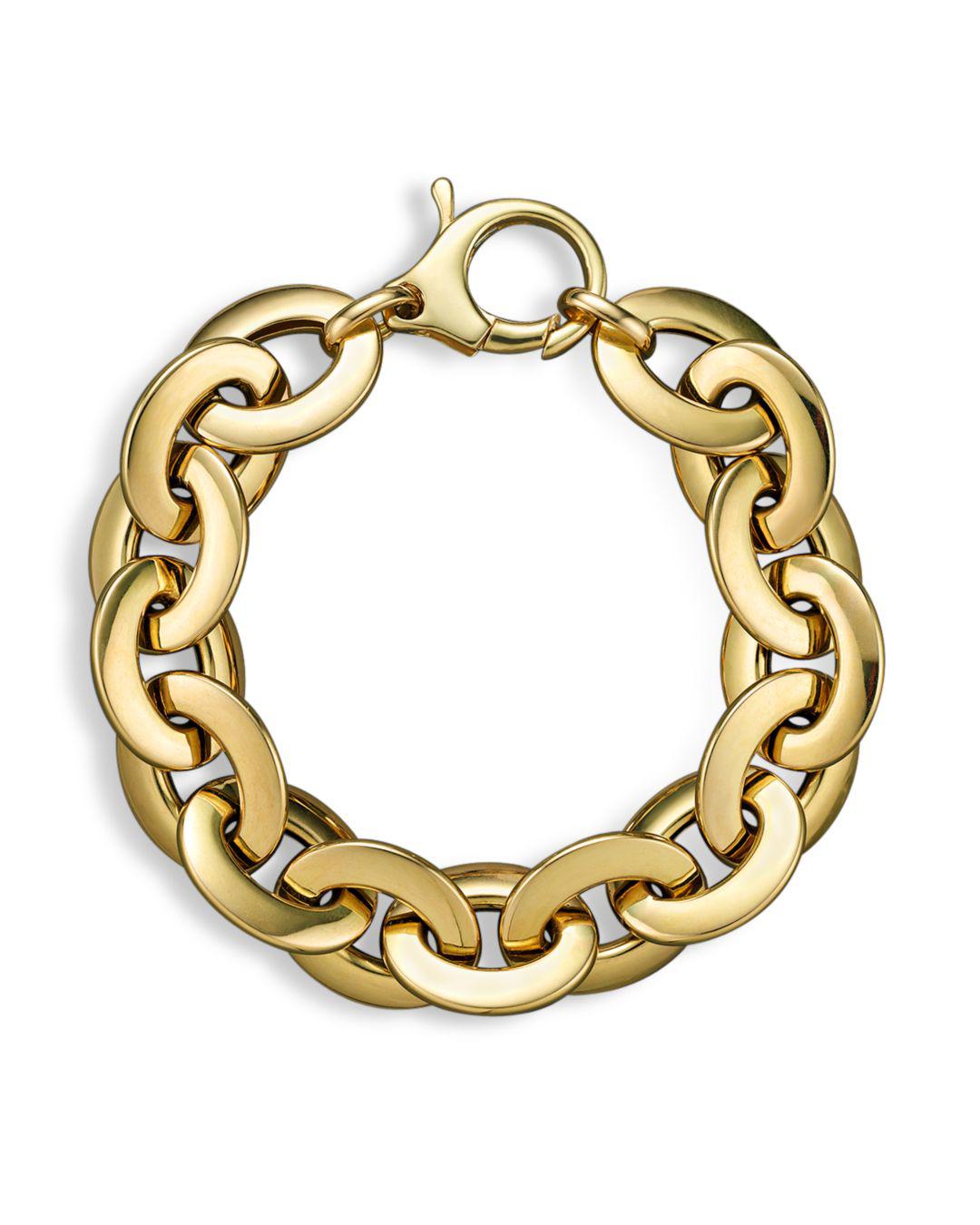 Lyst Roberto Coin 18k Yellow Gold Flat Oval Link Bracelet in Metallic