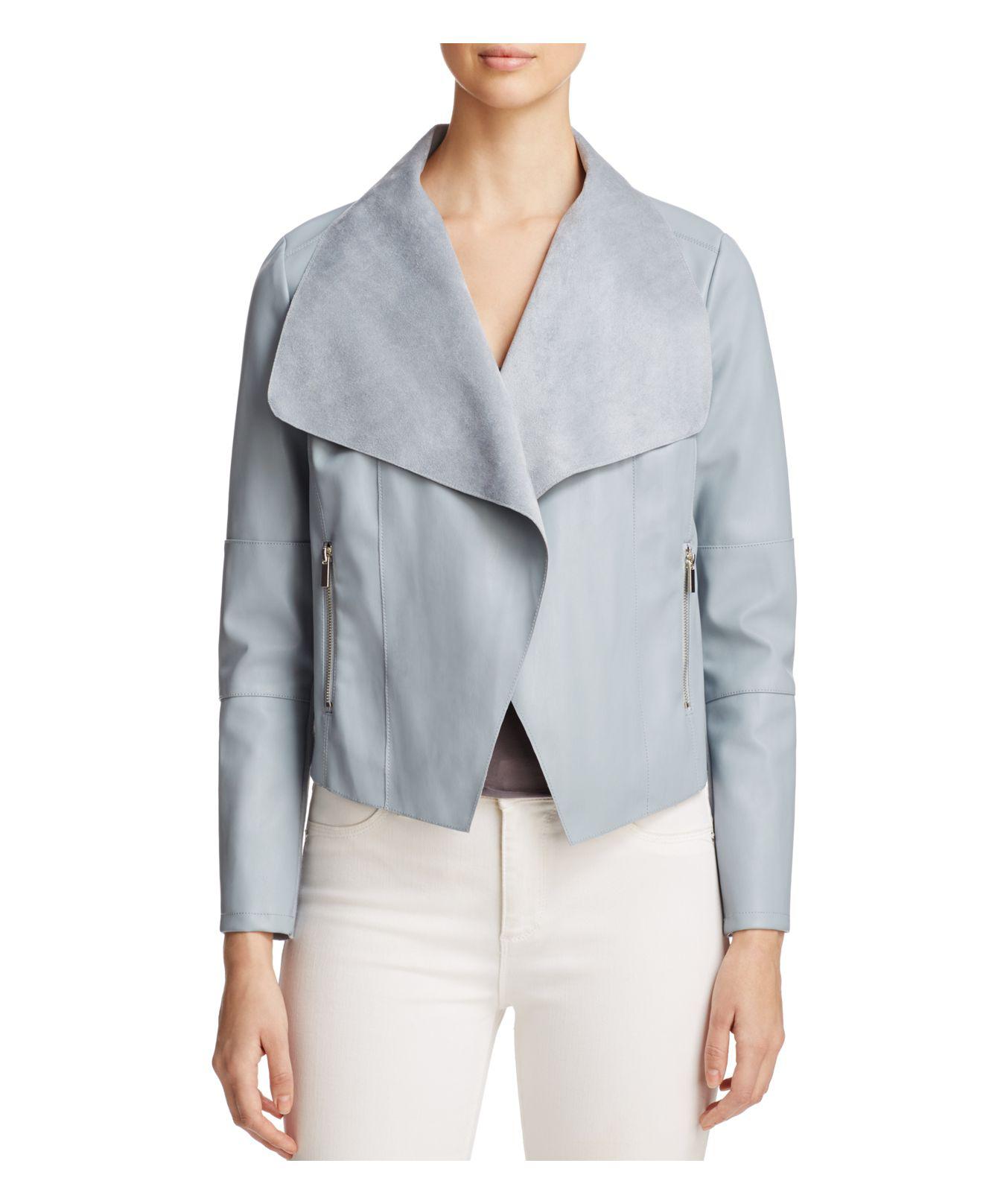 Lyst - Bagatelle Draped Faux Leather Jacket in Blue