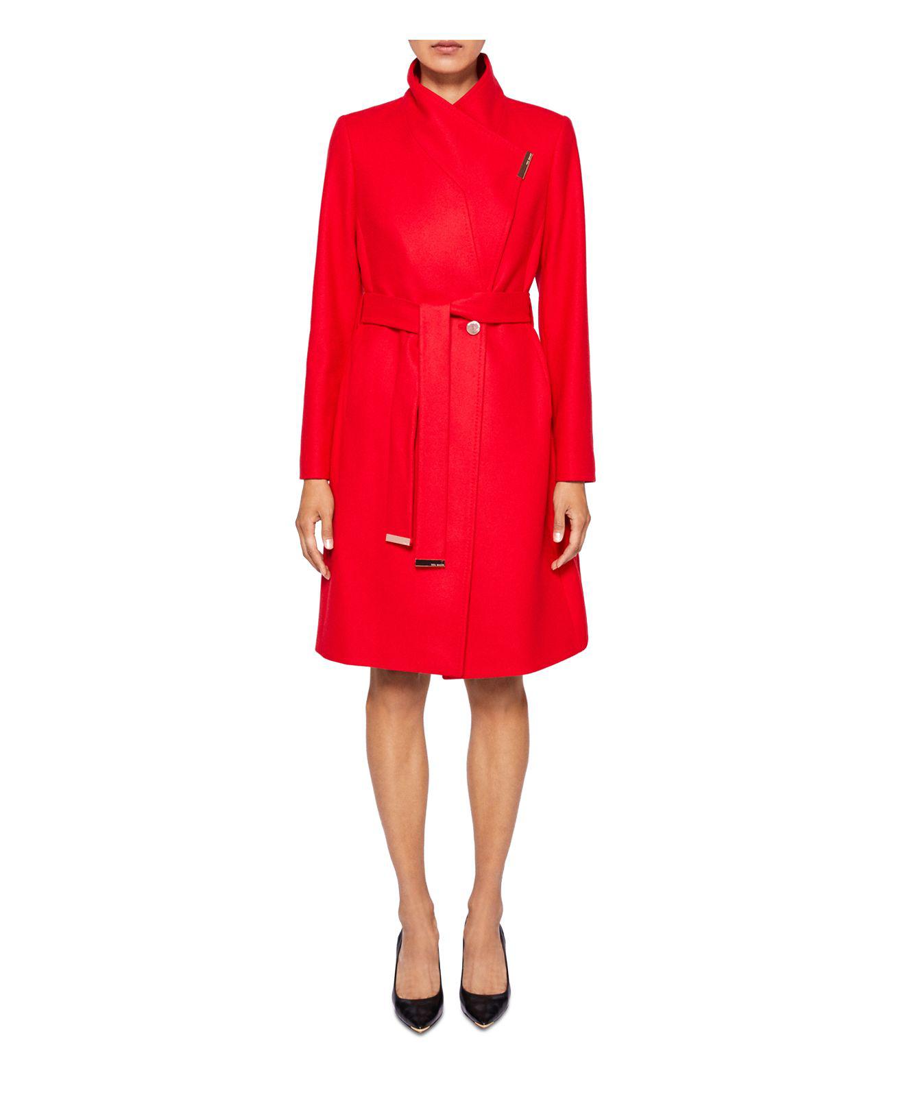 Ted Baker Kikiie Long Wrap Coat in Red - Lyst