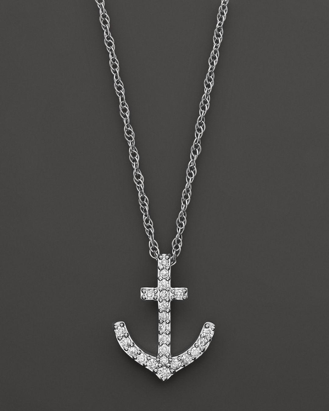 Lyst Bloomingdale S Diamond Anchor Pendant Necklace In 14k White Bloomingdale S Diamond Anchor Pendant Necklace In 14k White Gold 25 Ct T W View Fullscreen